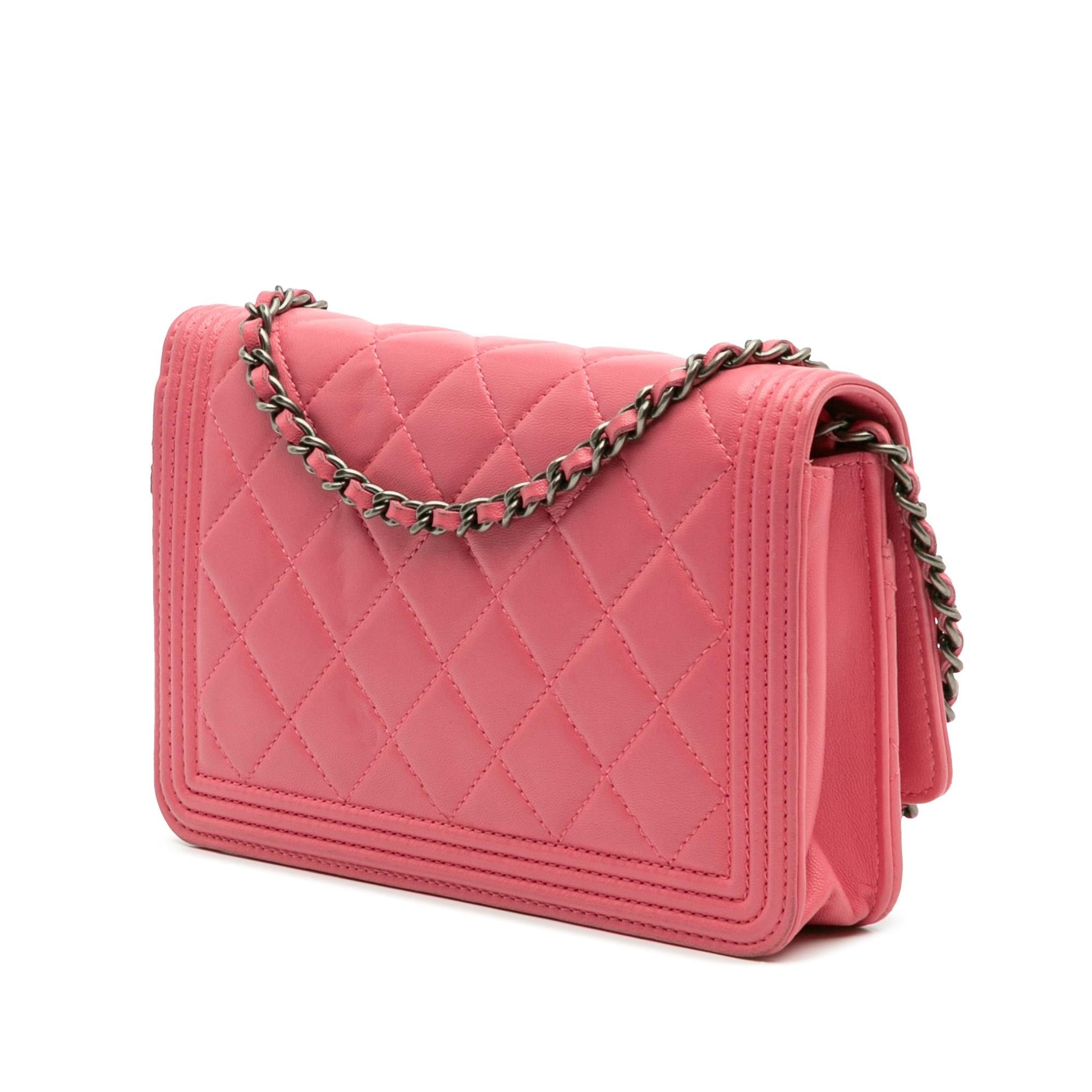 Chanel Lambskin Boy On Wallet Case Chain 5