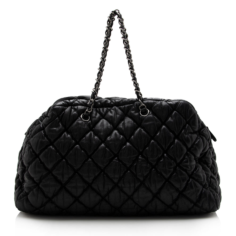 Chanel Lambskin Bubble Quilt Bowler Satchel SHF Satchel Bag
