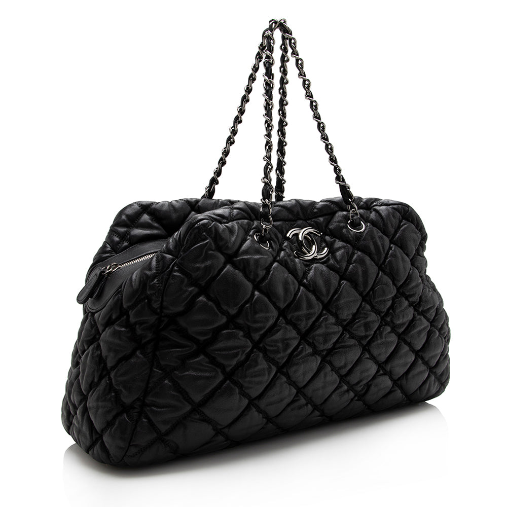 Chanel Lambskin Bubble Quilt Bowler Satchel SHF Satchel Bag