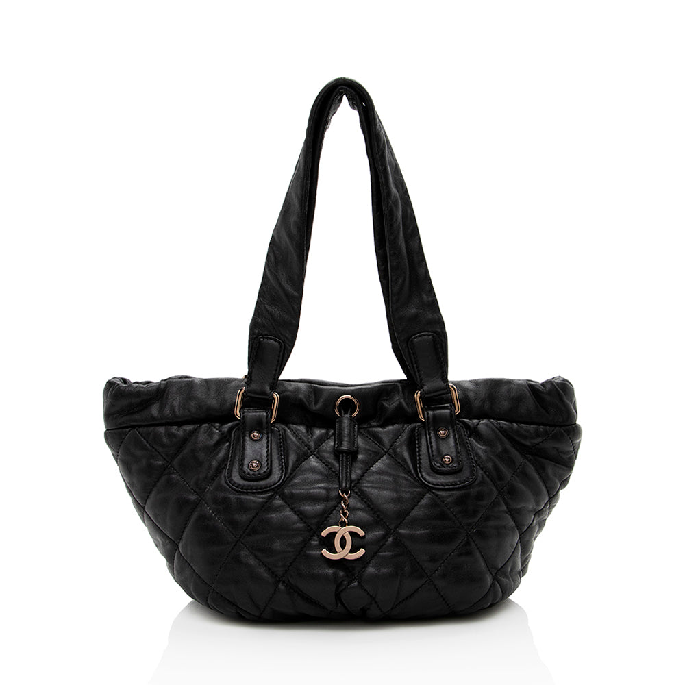 Chanel Lambskin Bubble Quilted Drawstring SHF Jewelry