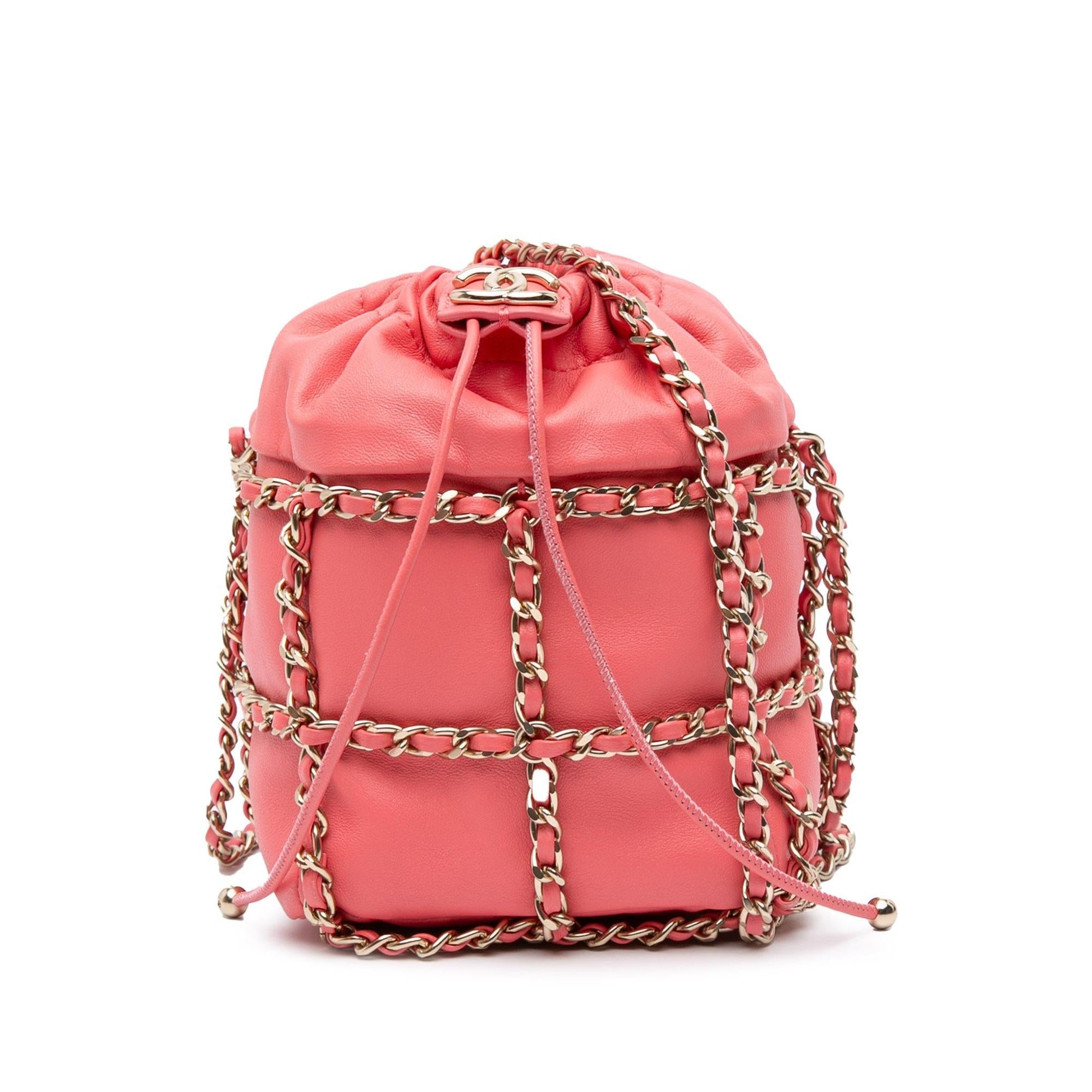 Chanel Lambskin CC Frame Drawstring Bucket Jewelry Bag 1