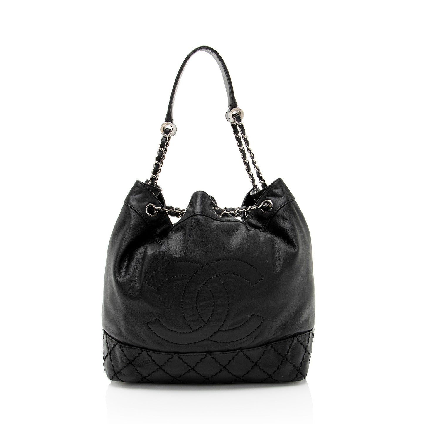 Chanel Lambskin CC Drawstring Bucket Jewelry Bucket Bag