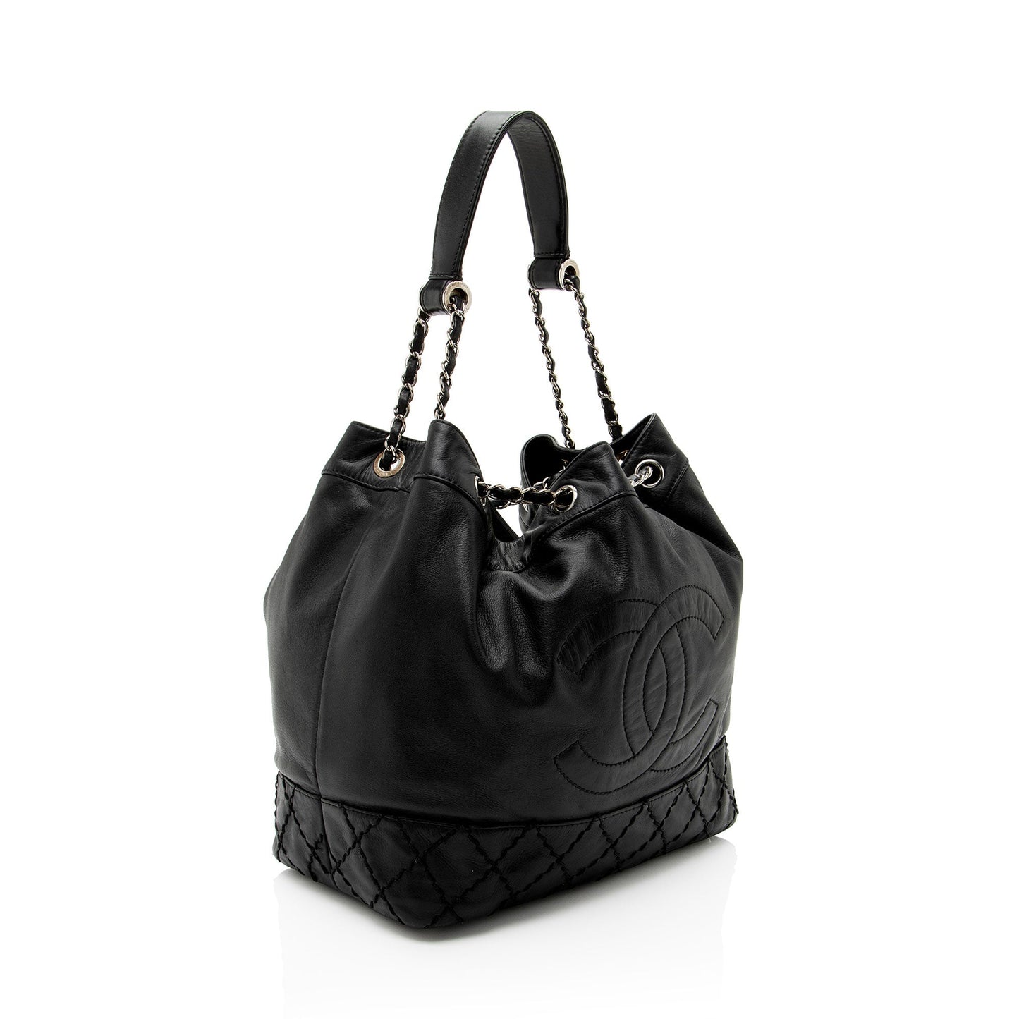Chanel Lambskin CC Drawstring Bucket Jewelry Bucket Bag