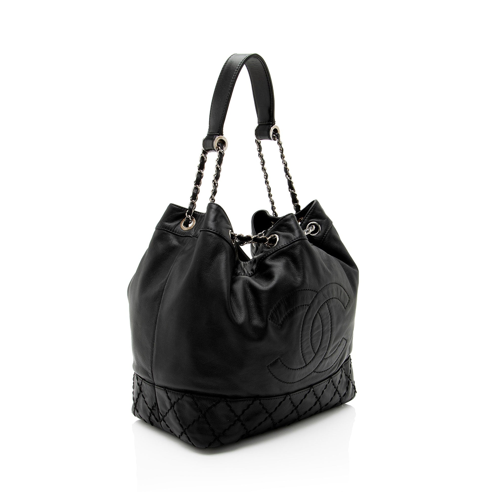 Chanel Lambskin CC Drawstring Bucket Jewelry Bucket Bag