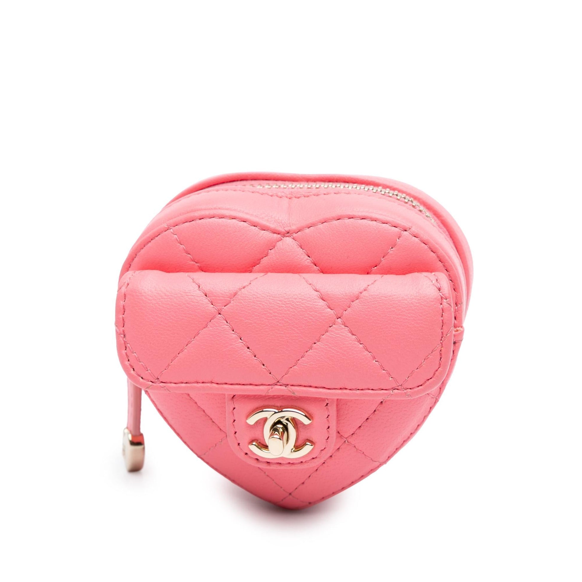 Chanel Lambskin CC Love Heart Zipped Arm Wallet Case