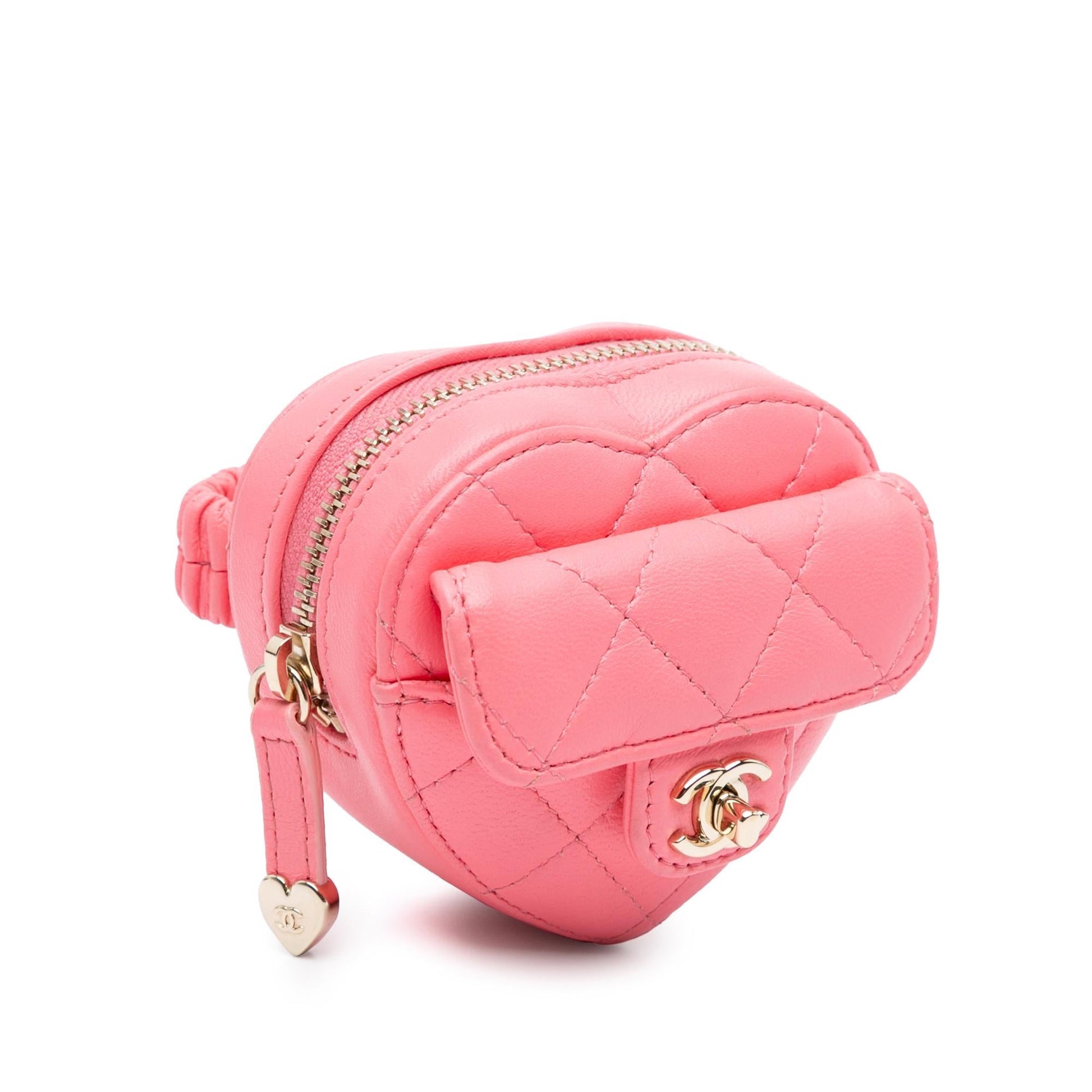 Chanel Lambskin CC Love Heart Zipped Arm Wallet Case