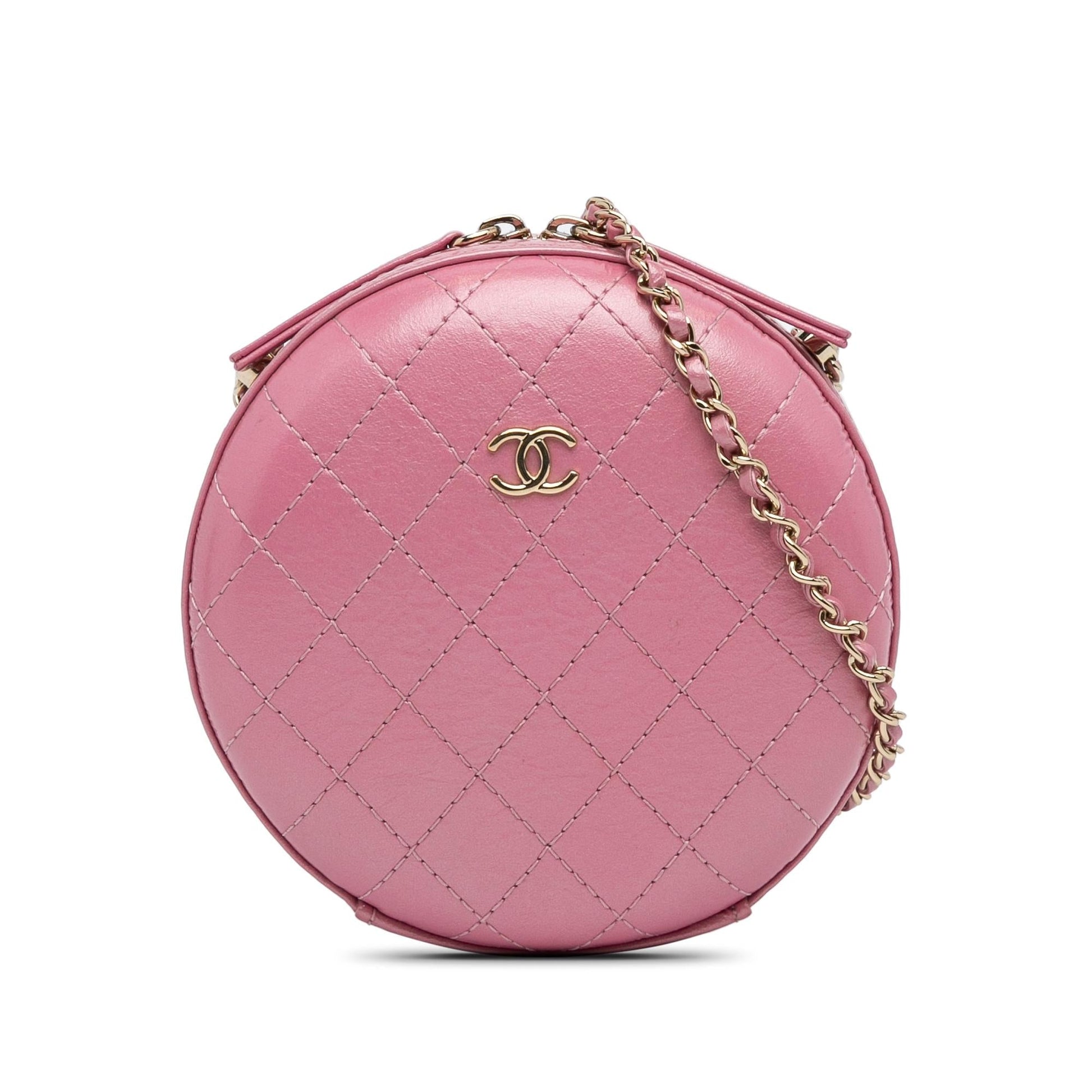 Chanel Lambskin CC Round Crossbody Bag Chain Crossbody