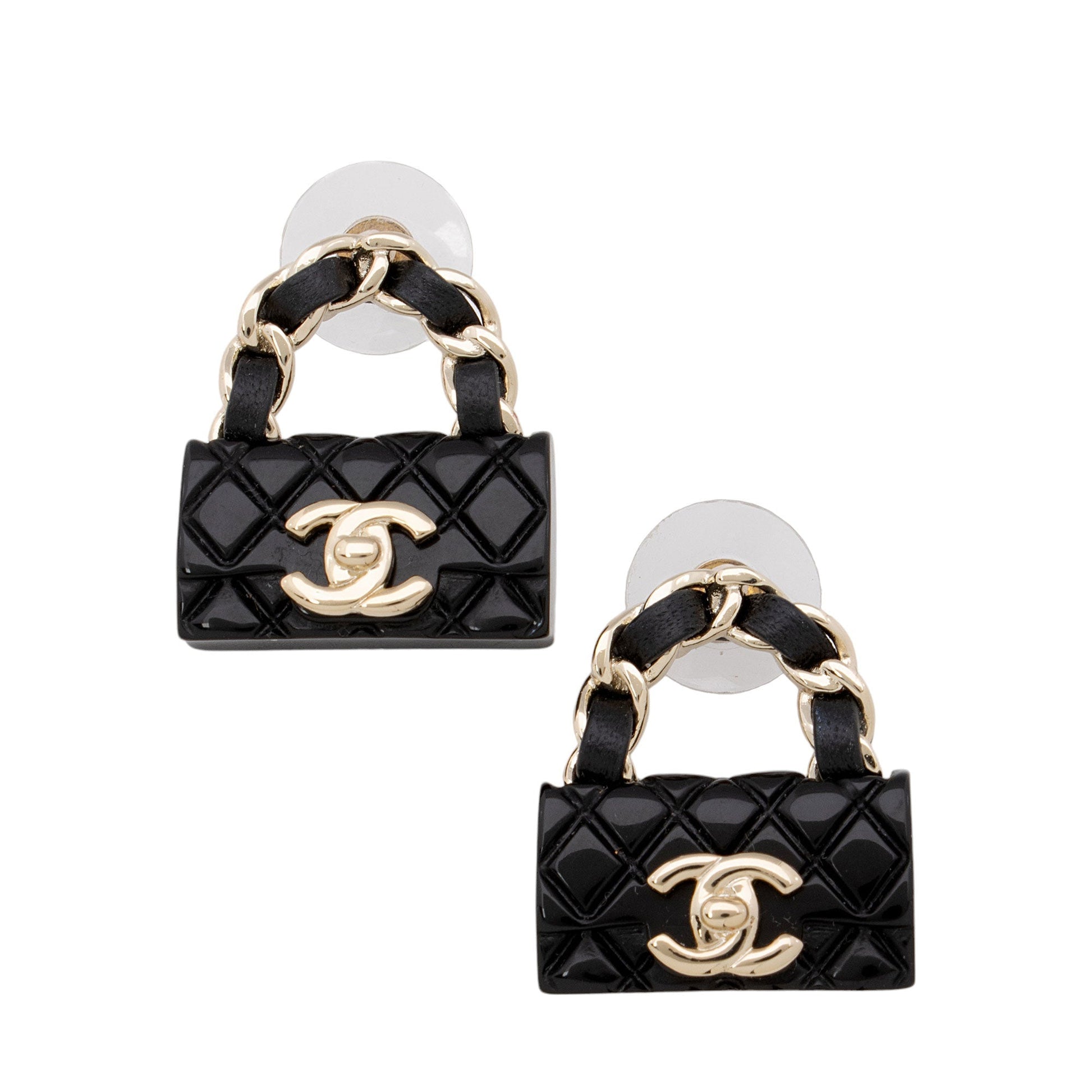 Chanel Lambskin Cc Turnlock Chain Flap Bag Earrings (Shf-Osbl4P)