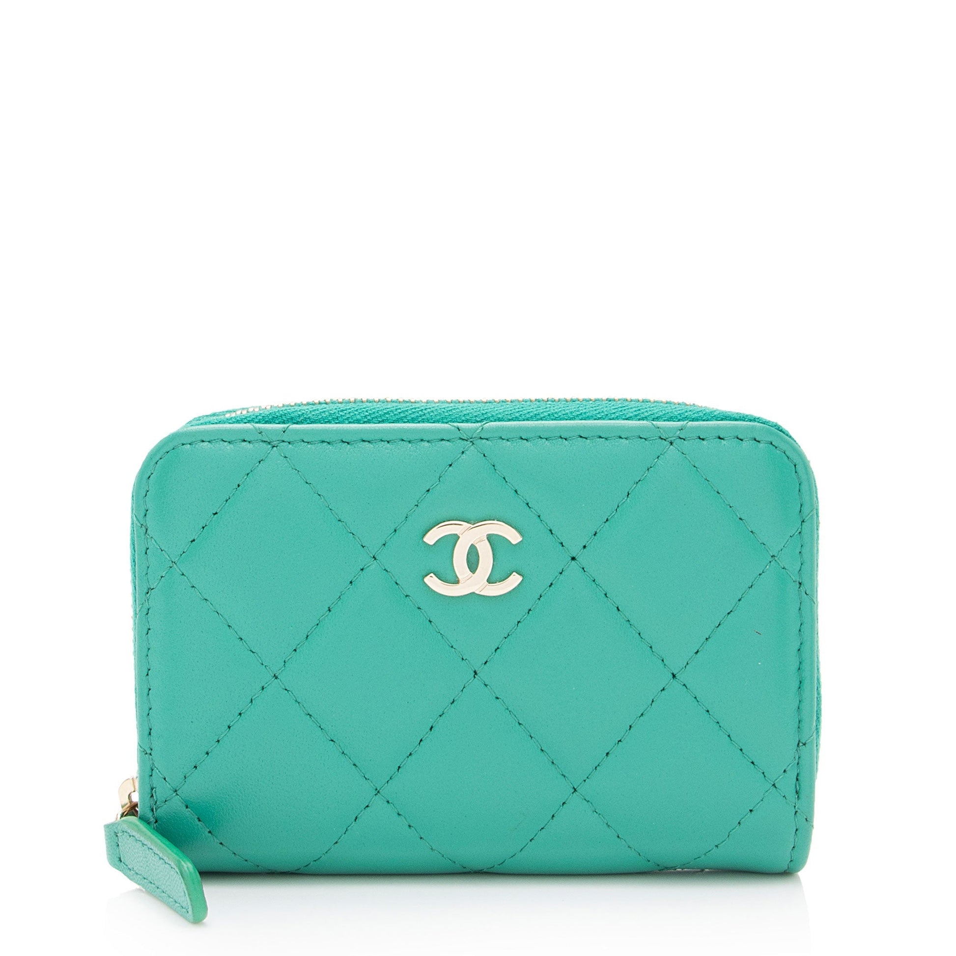 Chanel Lambskin CC Zip Around Card SHF-kPLZP1 Wallet Case