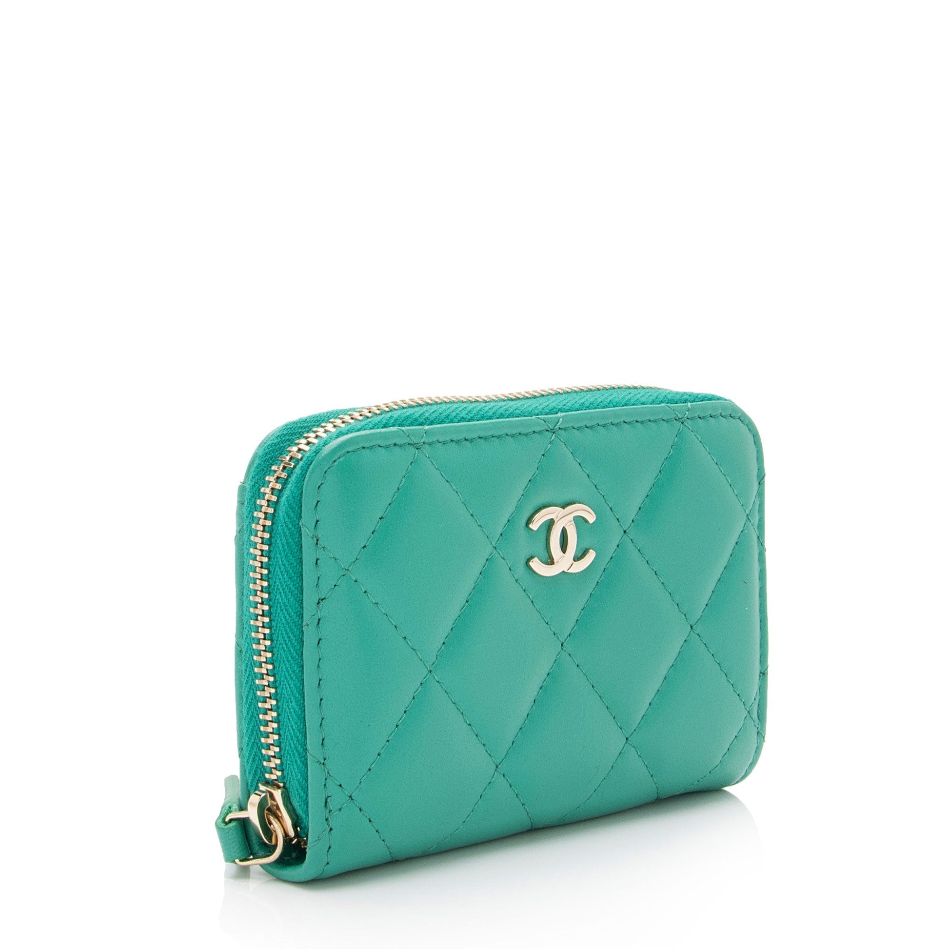 Chanel Lambskin CC Zip Around Card SHF-kPLZP1 Wallet Case