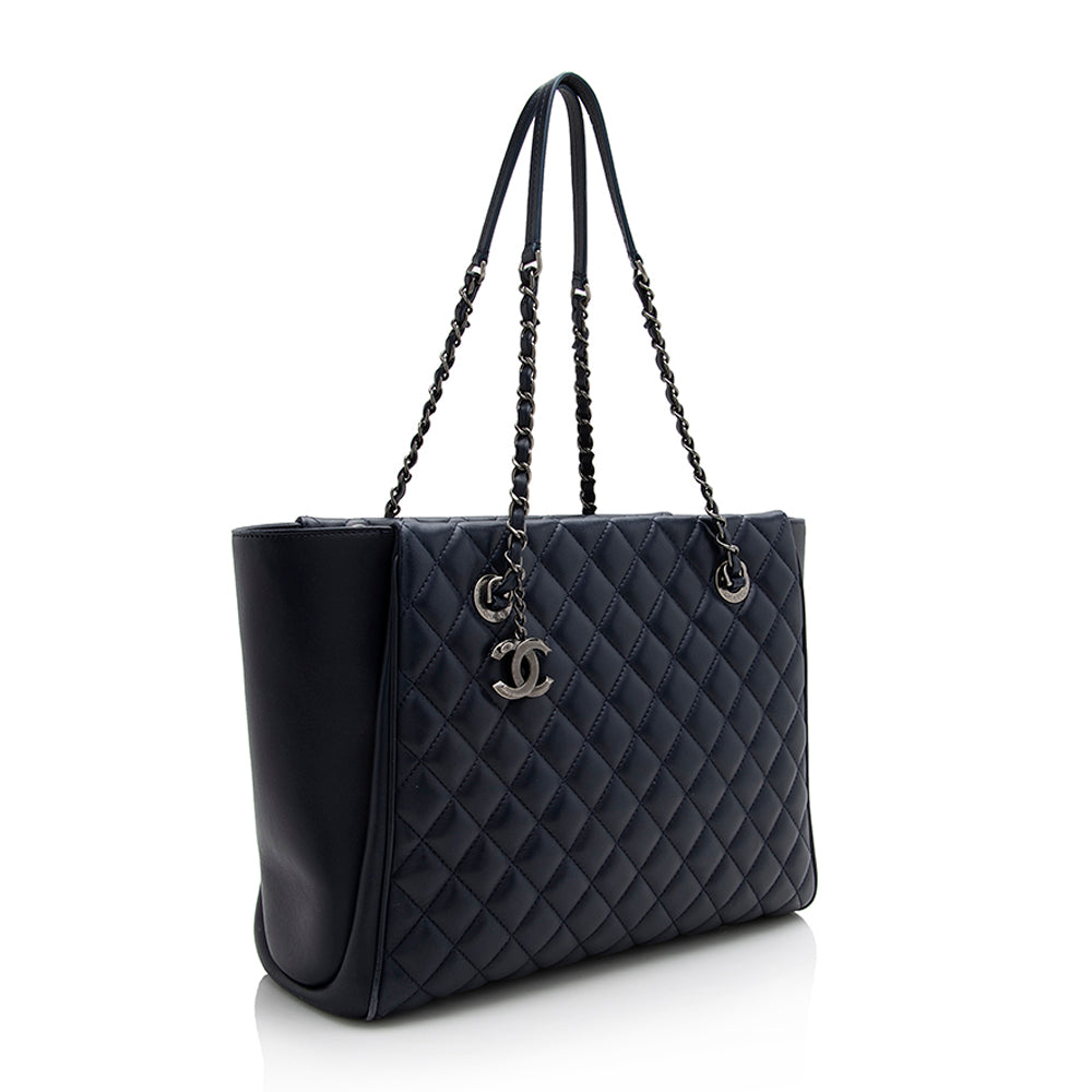 Chanel Quilted Lambskin CC Zip SHF Tote Bag