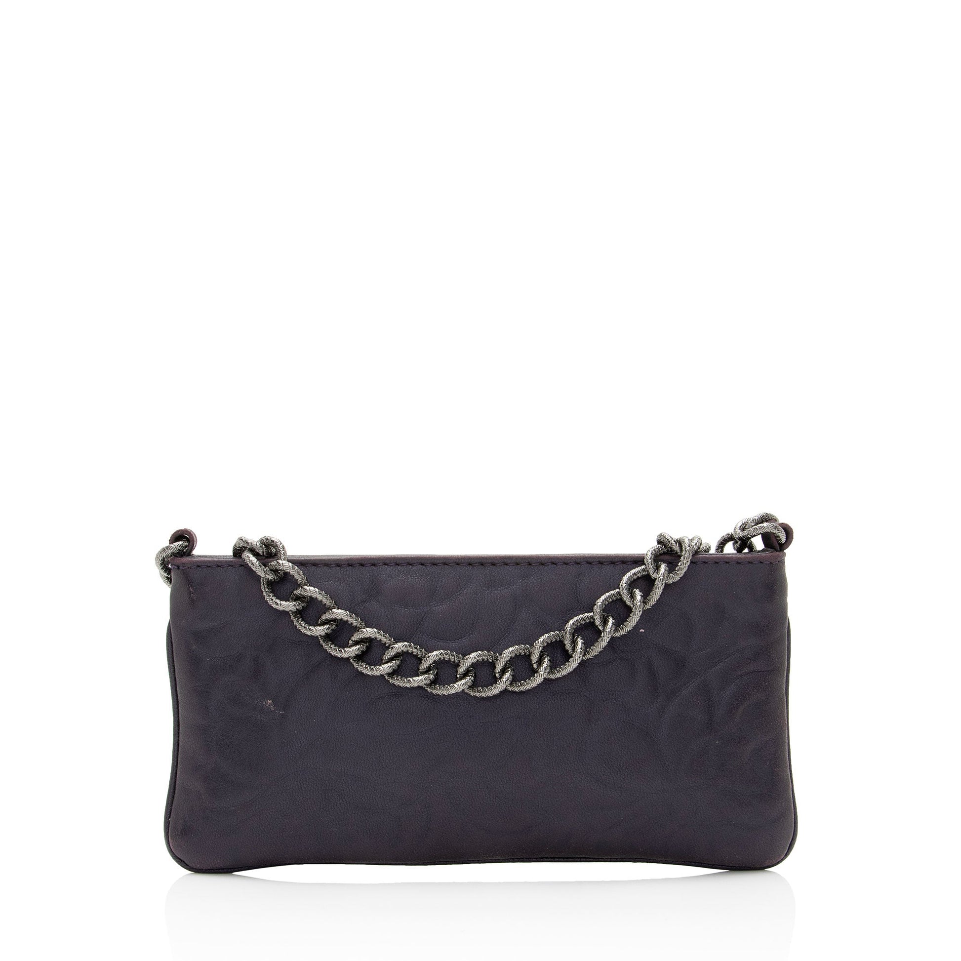 Chanel Lambskin Camellia Pochette Clutch Bag