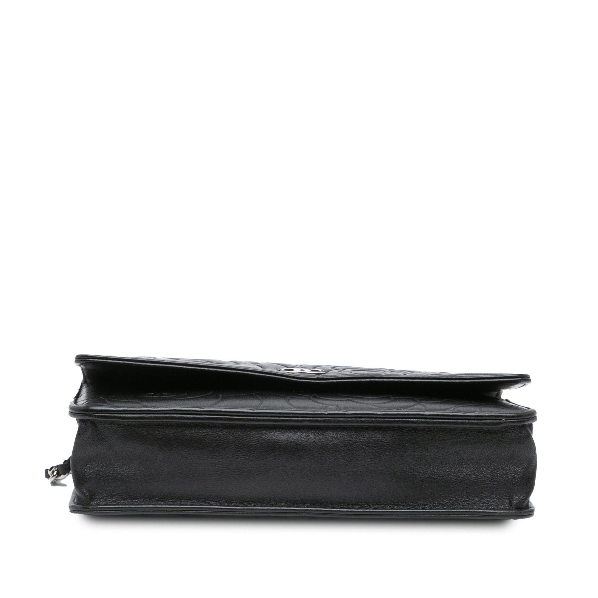 Chanel Lambskin Camellia Embossed On Wallet Case