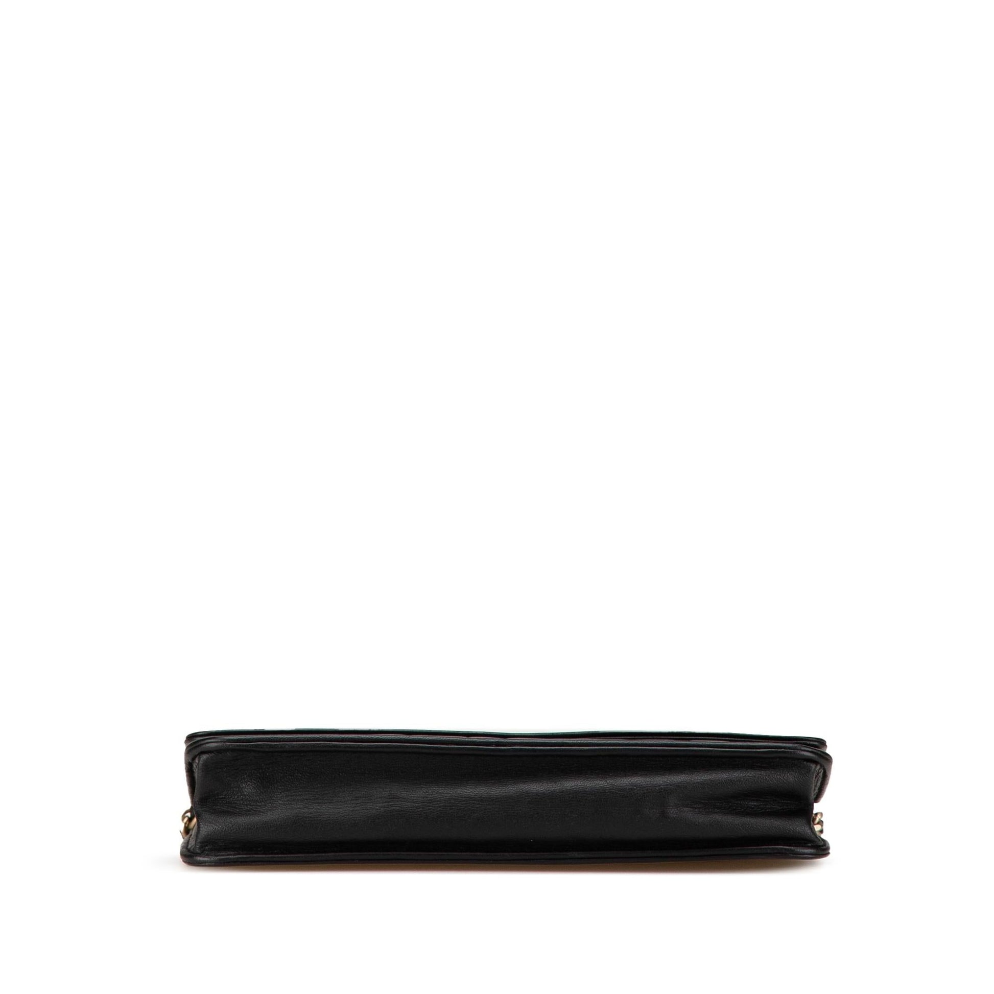 Chanel Lambskin Camellia Embossed On Wallet Case Chain 1
