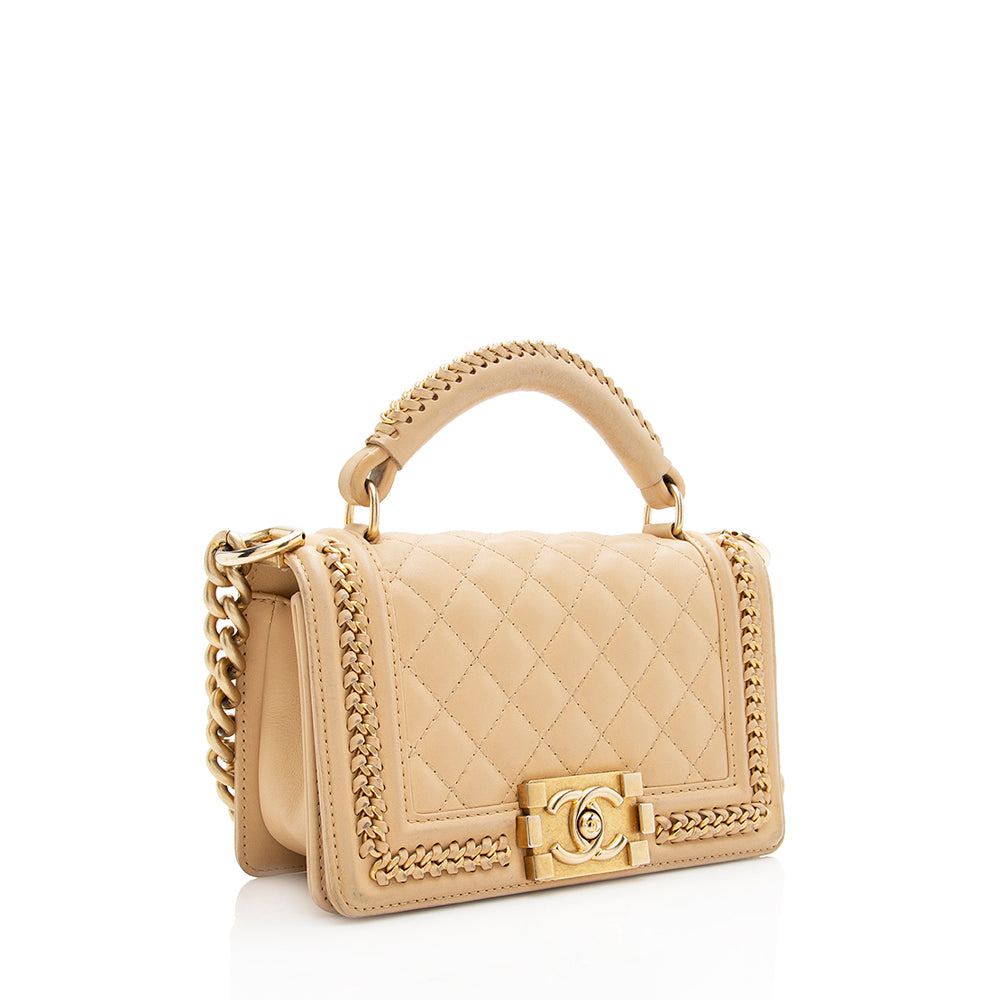 Chanel Lambskin Top Handle Boy SHF Small Handbag