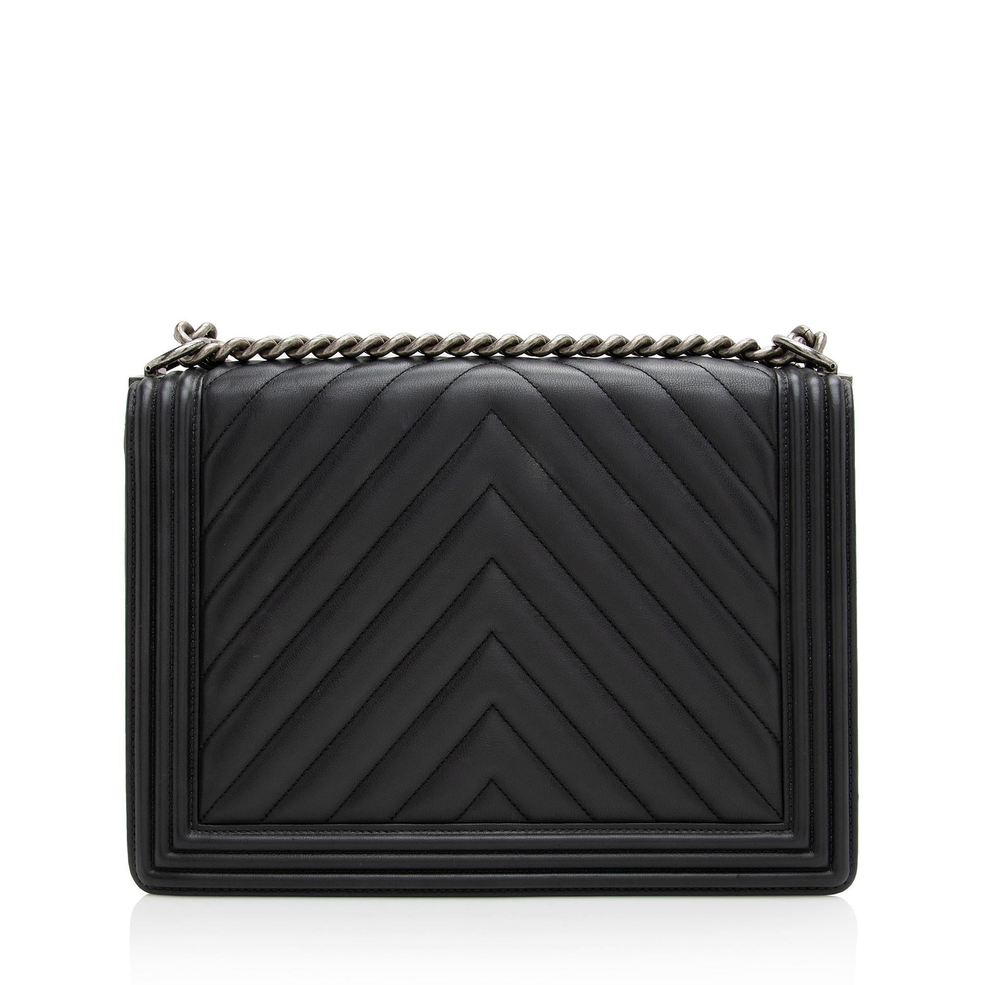 Chanel Lambskin Chevron Boy SHF Handbag