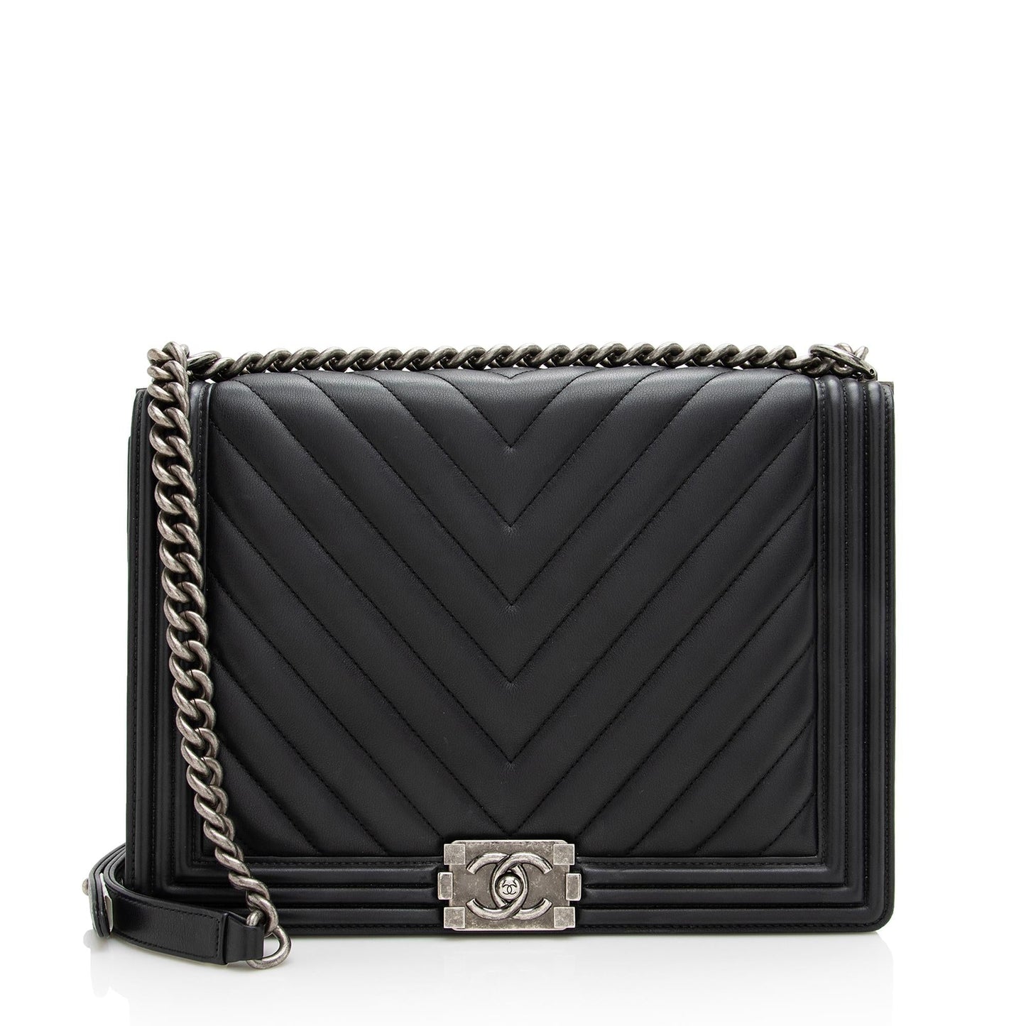 Chanel Lambskin Chevron Boy SHF Handbag