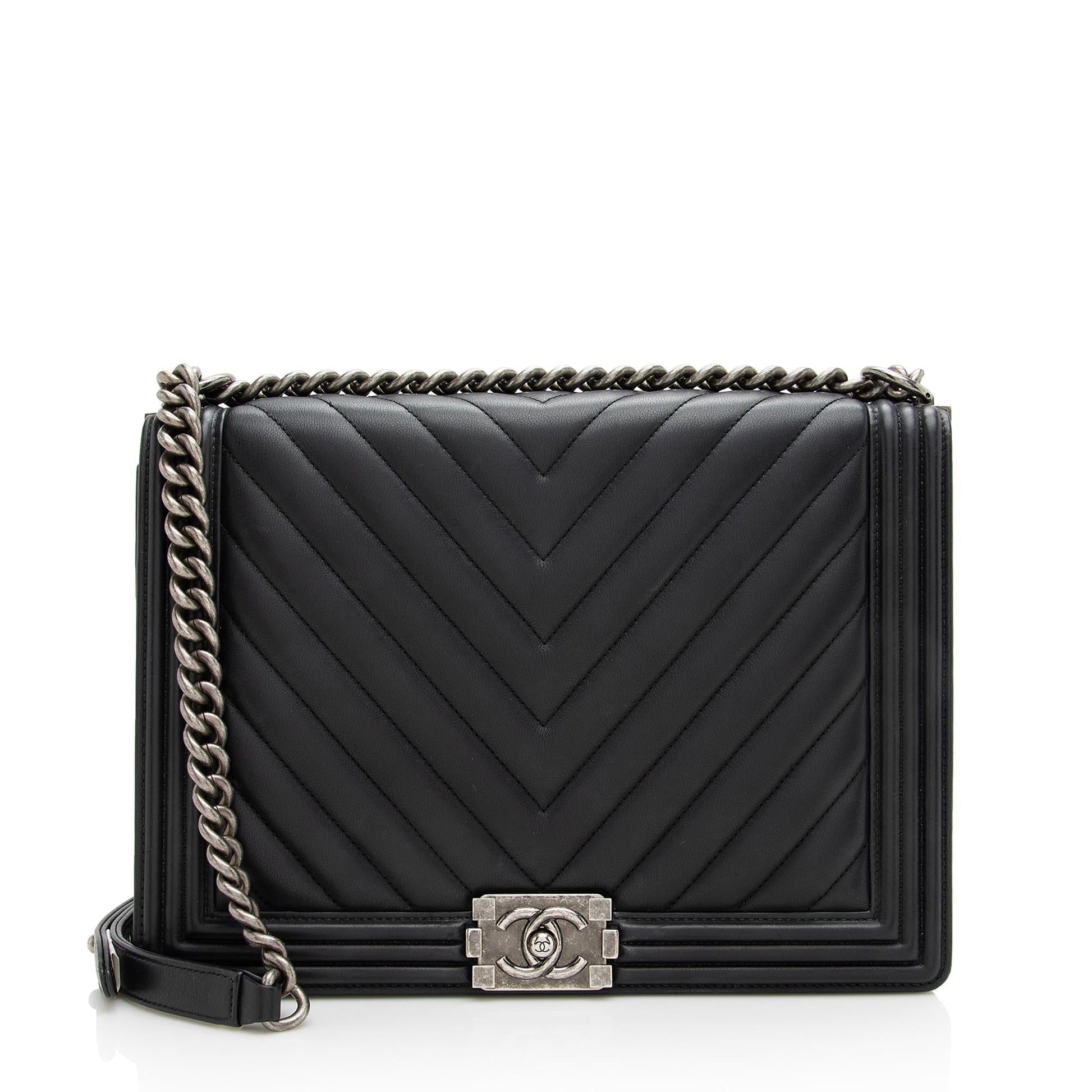 Chanel Lambskin Chevron Boy SHF Handbag