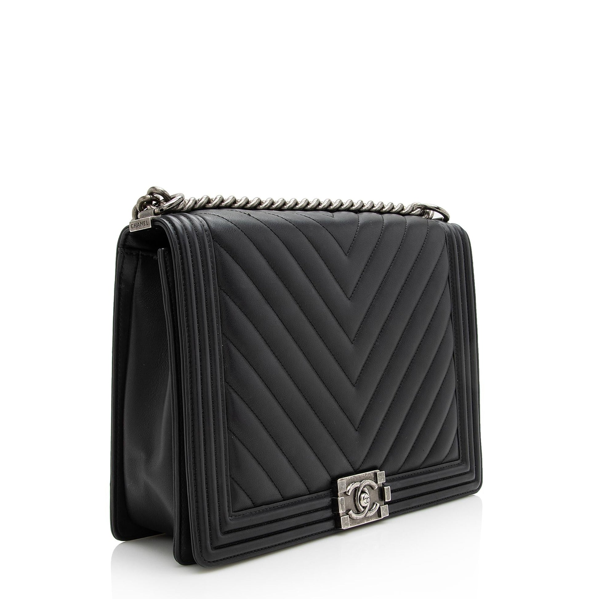 Chanel Lambskin Chevron Boy SHF Handbag