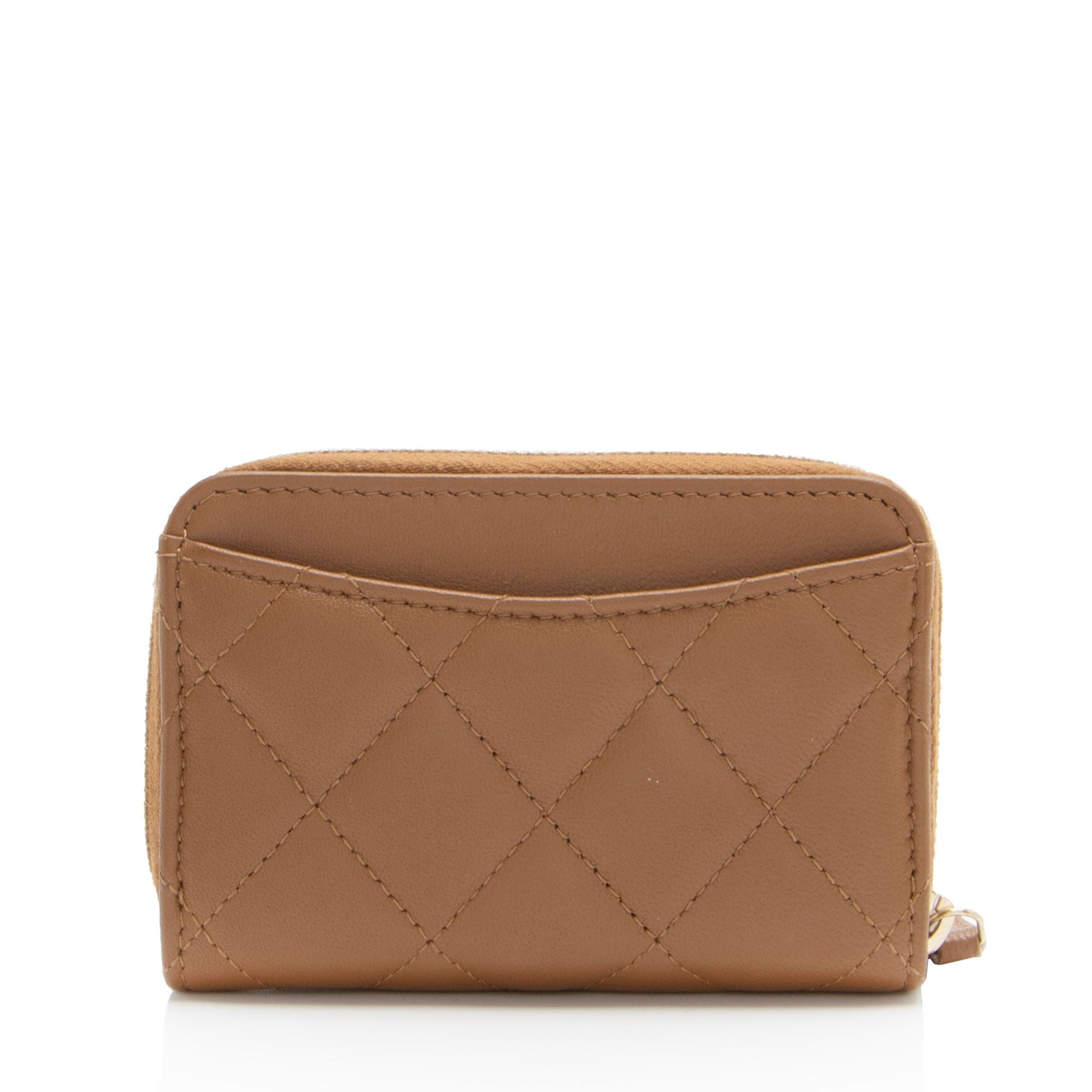 Chanel Lambskin CC Zip Around Coin Purse Wallet Case