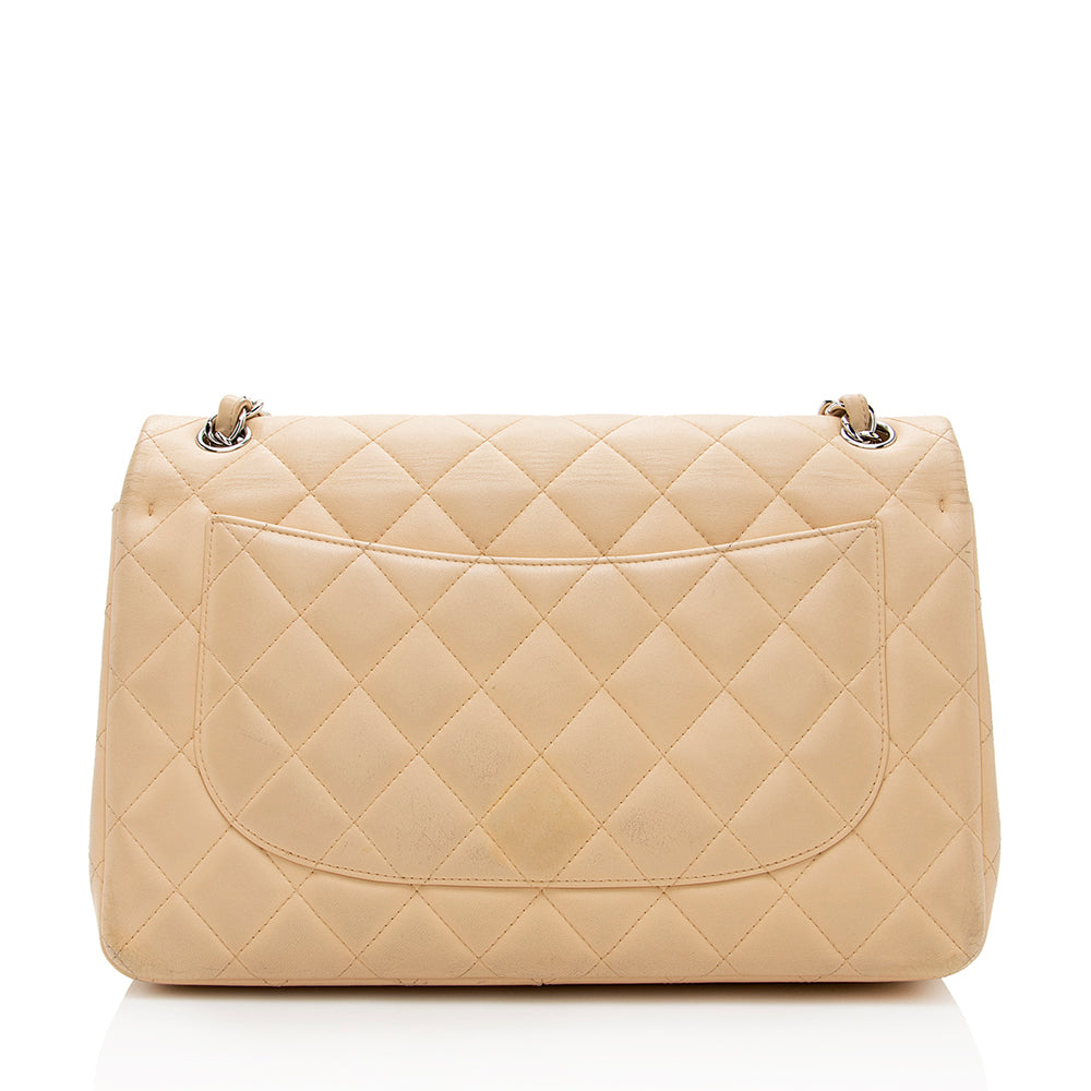 Chanel Lambskin Classic Jumbo Double Flap SHF Shoulder Bag