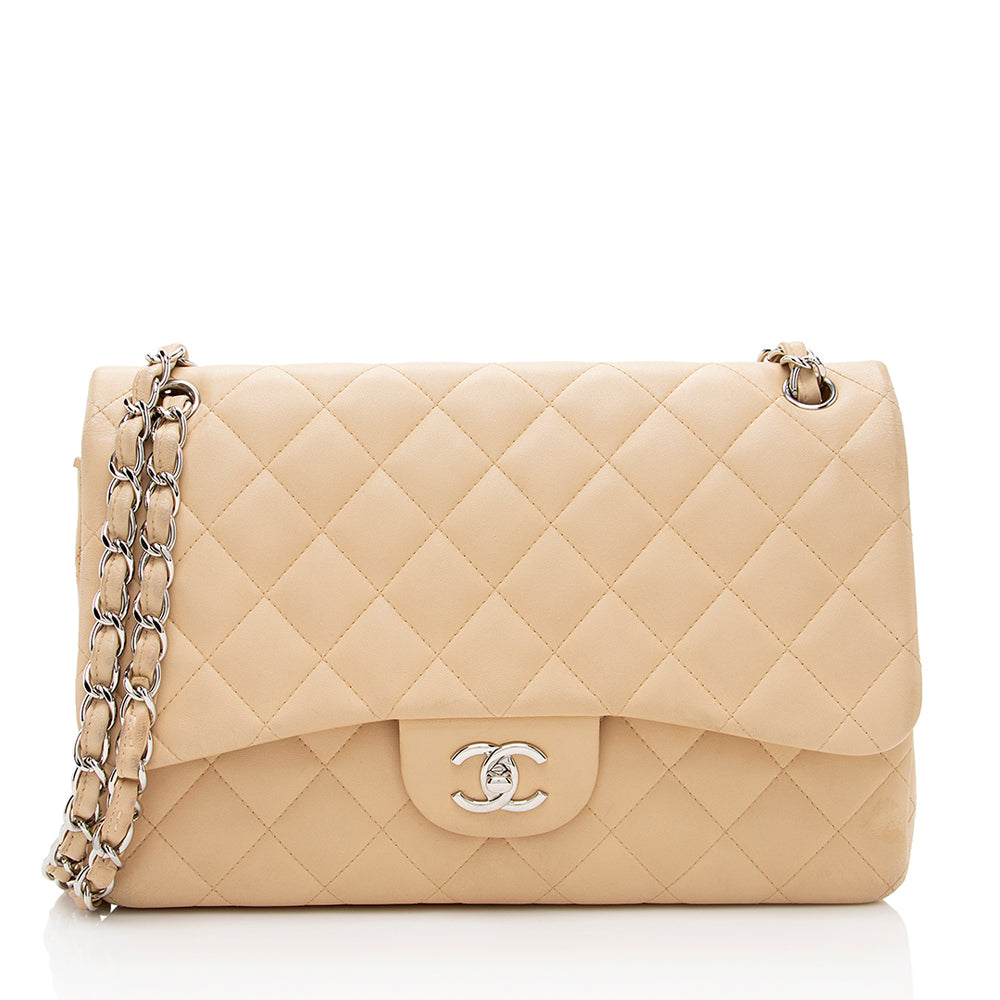 Chanel Lambskin Classic Jumbo Double Flap SHF Shoulder Bag