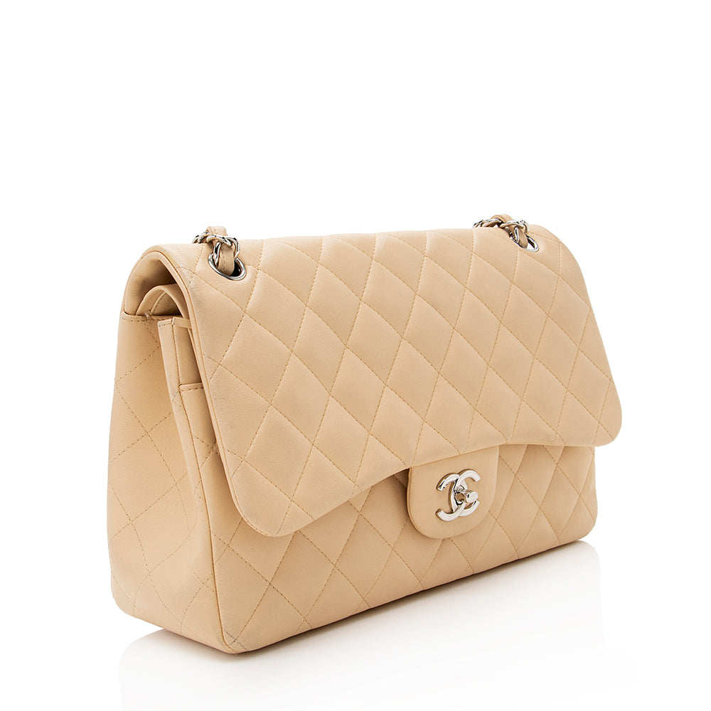 Chanel Lambskin Classic Jumbo Double Flap SHF Shoulder Bag
