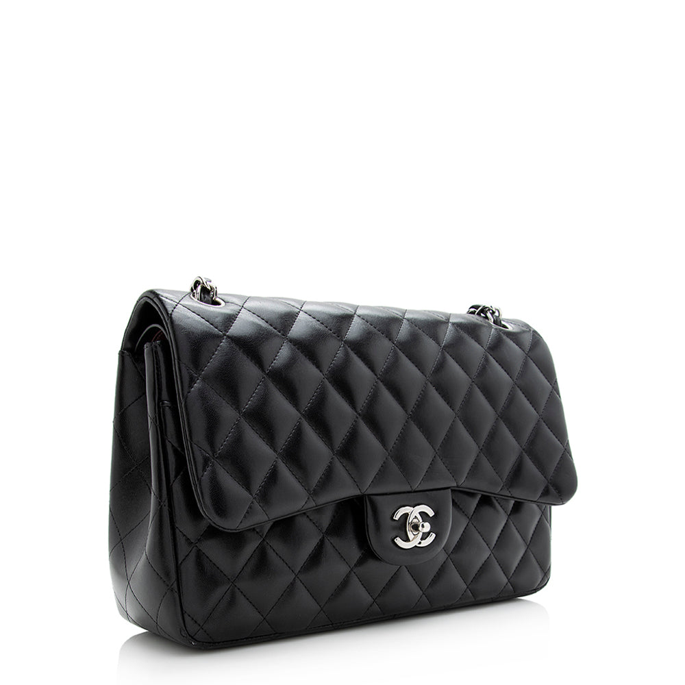 Chanel Lambskin Classic Jumbo Double Flap SHF Shoulder Bag Bag Shf