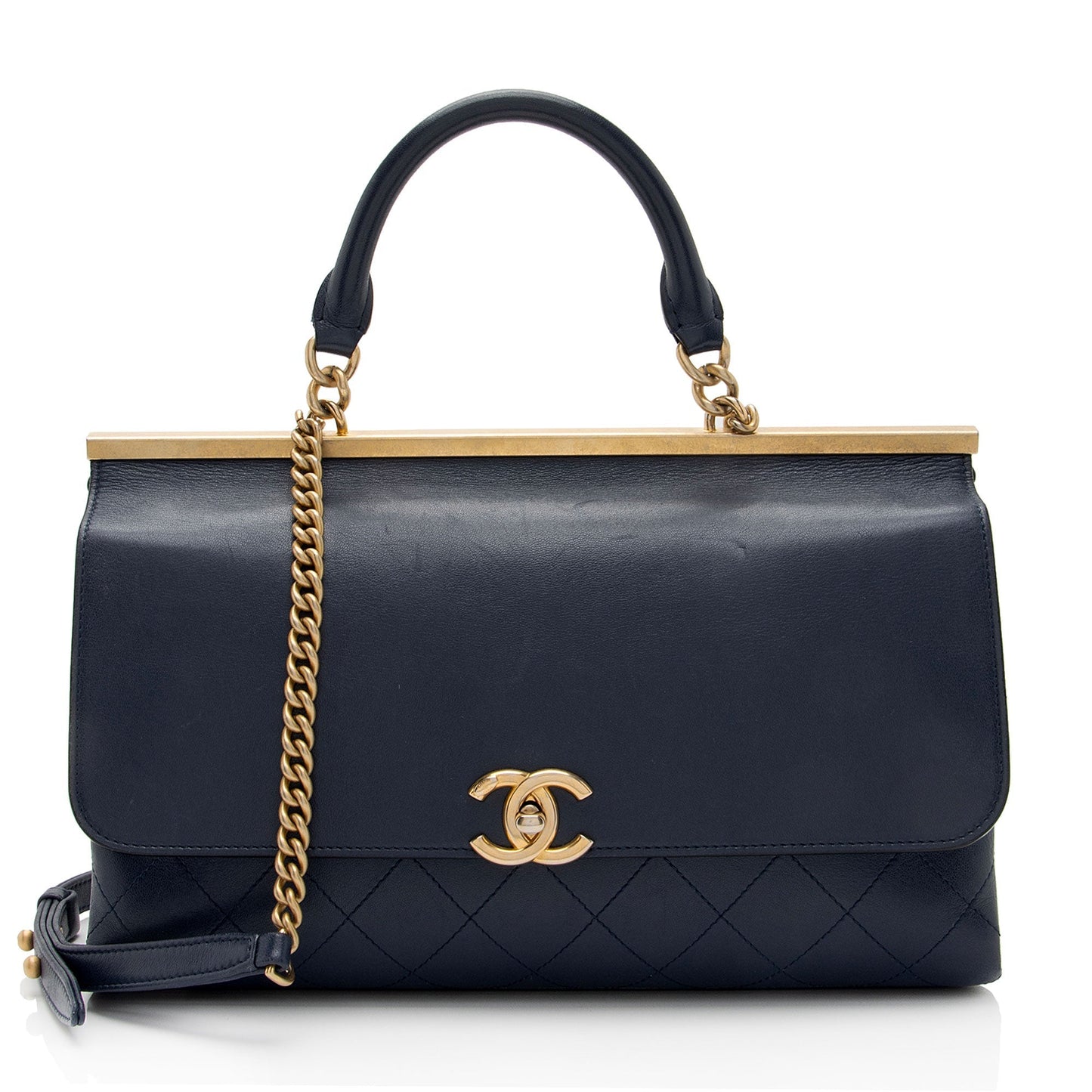 Chanel Lambskin Coco Lux Top Handle Flap Shoulder Bag
