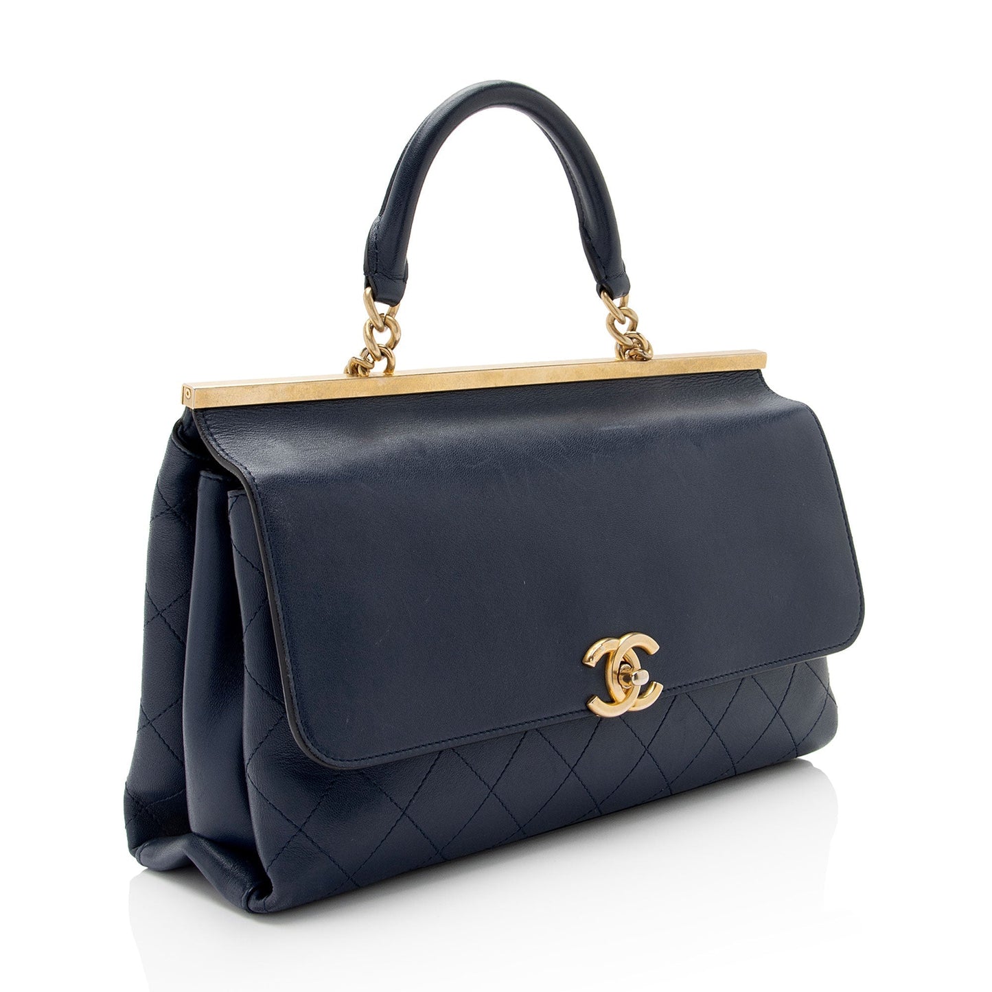 Chanel Lambskin Coco Lux Top Handle Flap Shoulder Bag