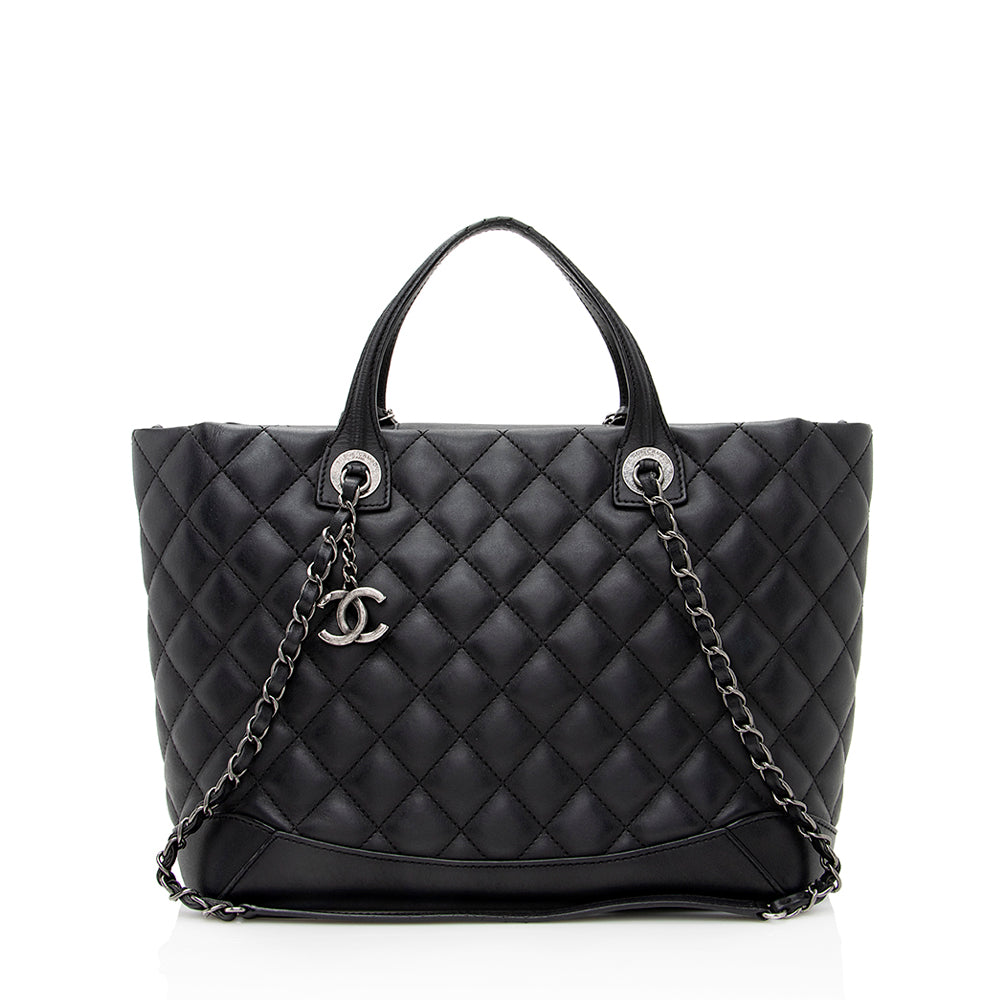 Chanel Lambskin Easy Shopping SHF Small Tote Bag