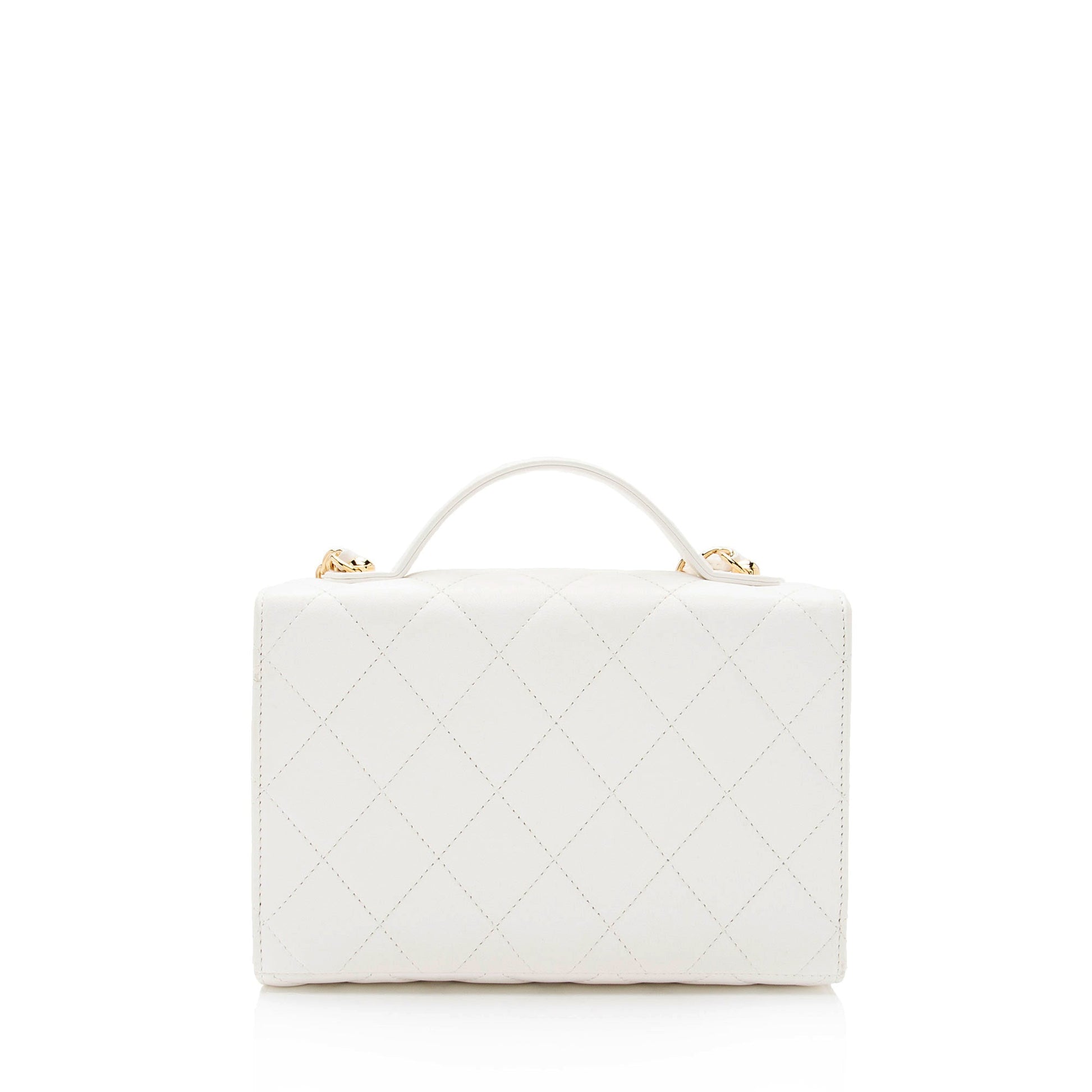 Chanel Lambskin Quilted Plate Top Handle Flap Shoulder Bag