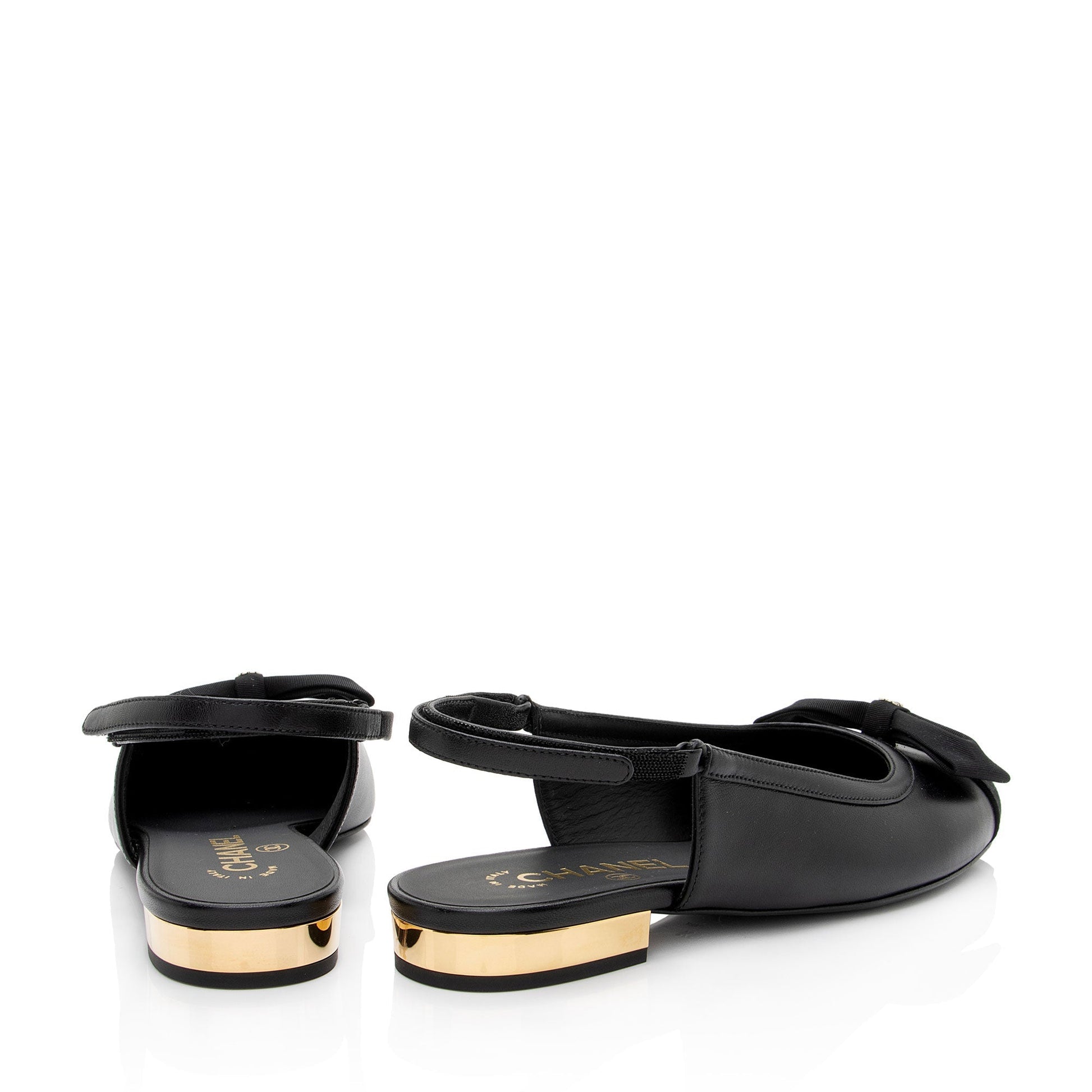 Chanel Lambskin Grosgrain Bow CC Captoe Slingback Hat