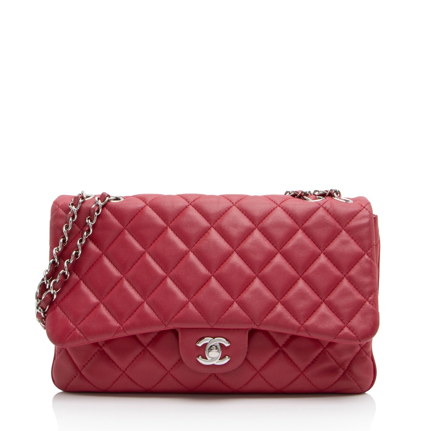 Chanel Lambskin Jumbo 3 Accordion Flap Shoulder Bag