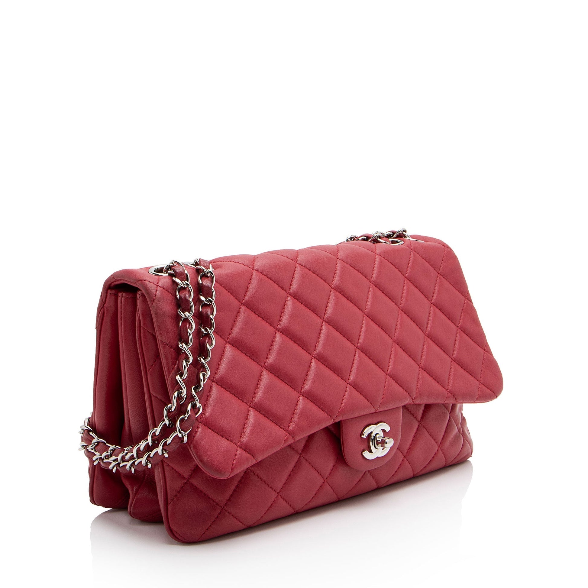 Chanel Lambskin Jumbo 3 Accordion Flap Shoulder Bag