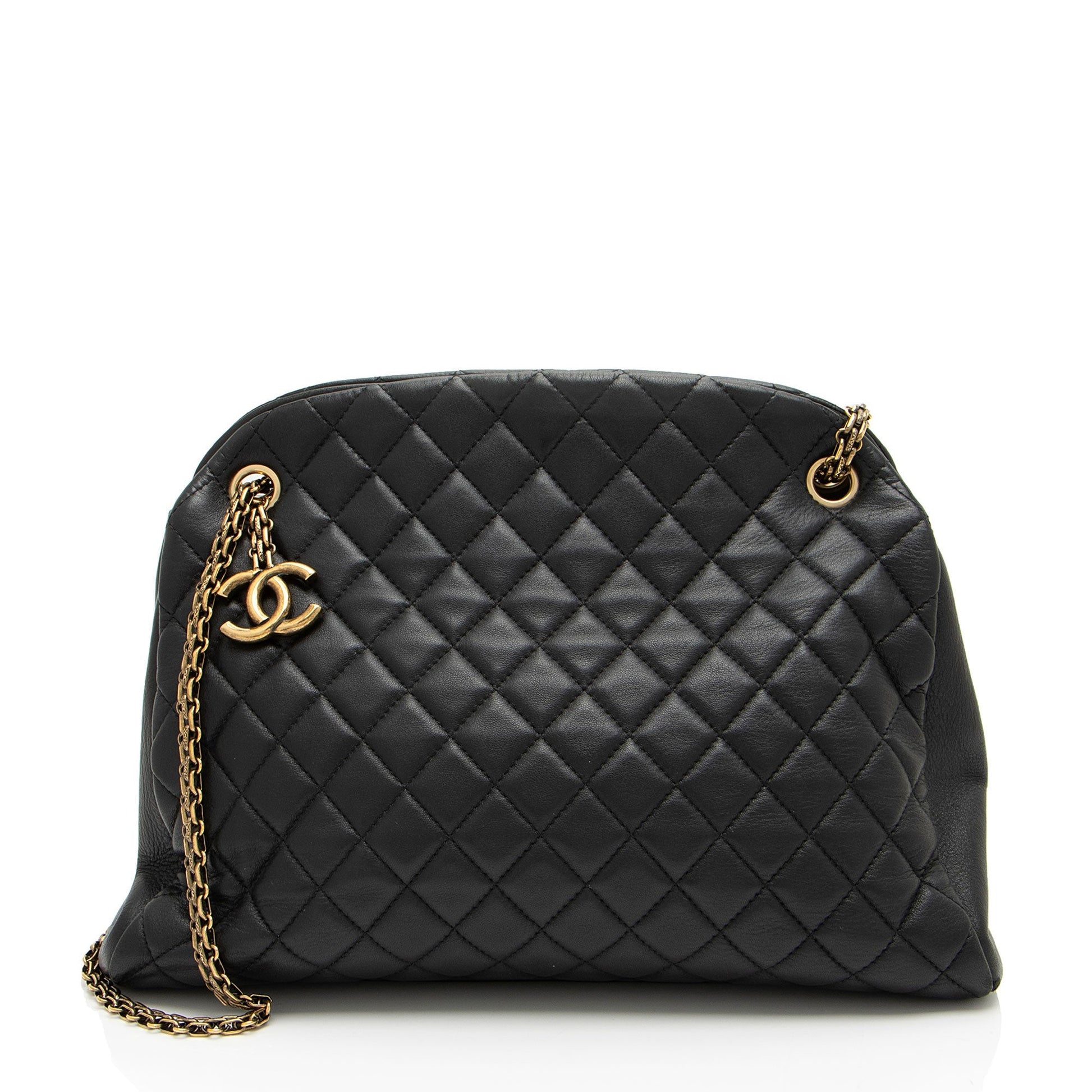 Chanel Lambskin Just Mademoiselle Bowler SHF-xiVMoz Handbag