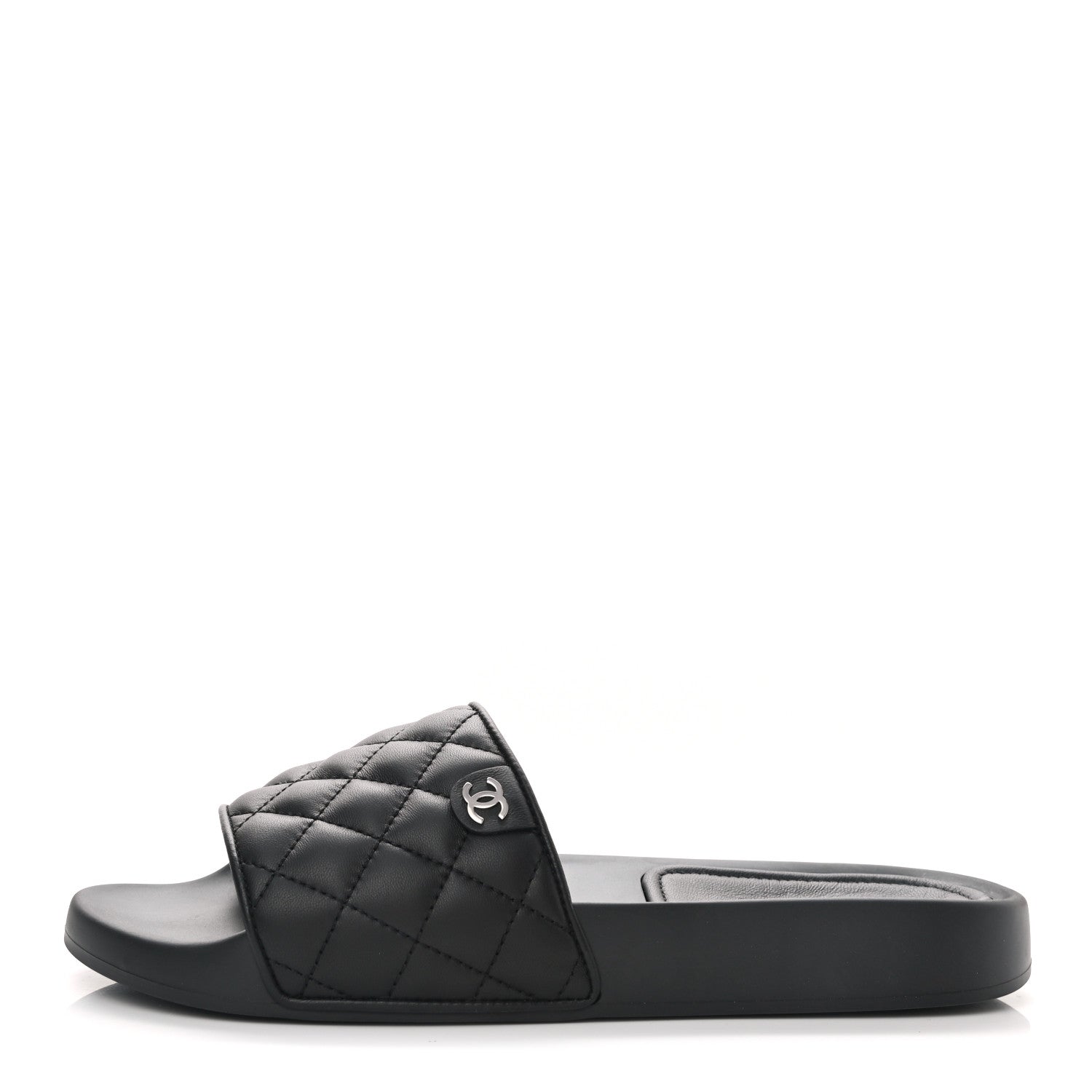 Chanel Interlocking CC Logo Lambskin Leather Slides for Women
