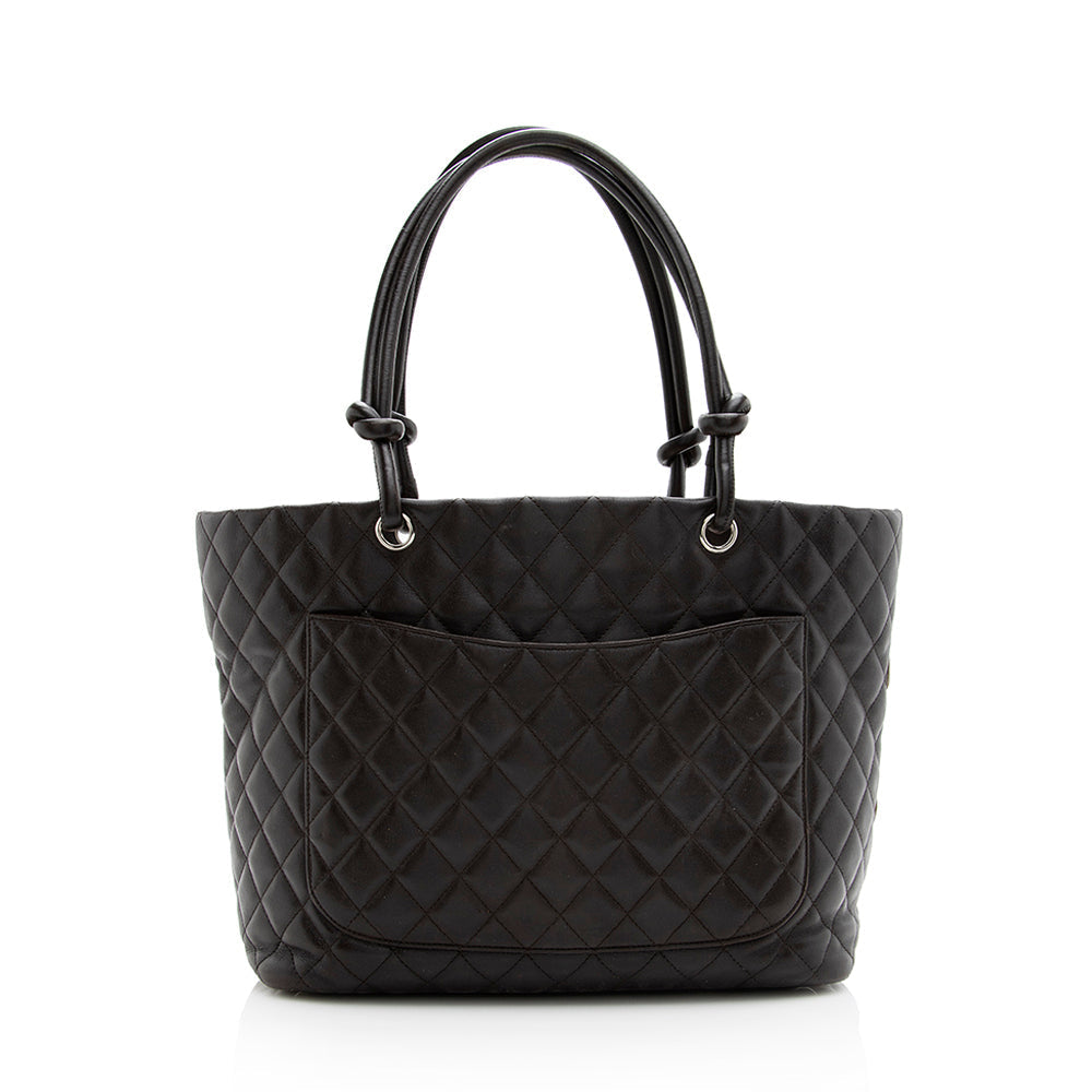 Chanel Lambskin Ligne Cambon Shopping SHF Tote Bag