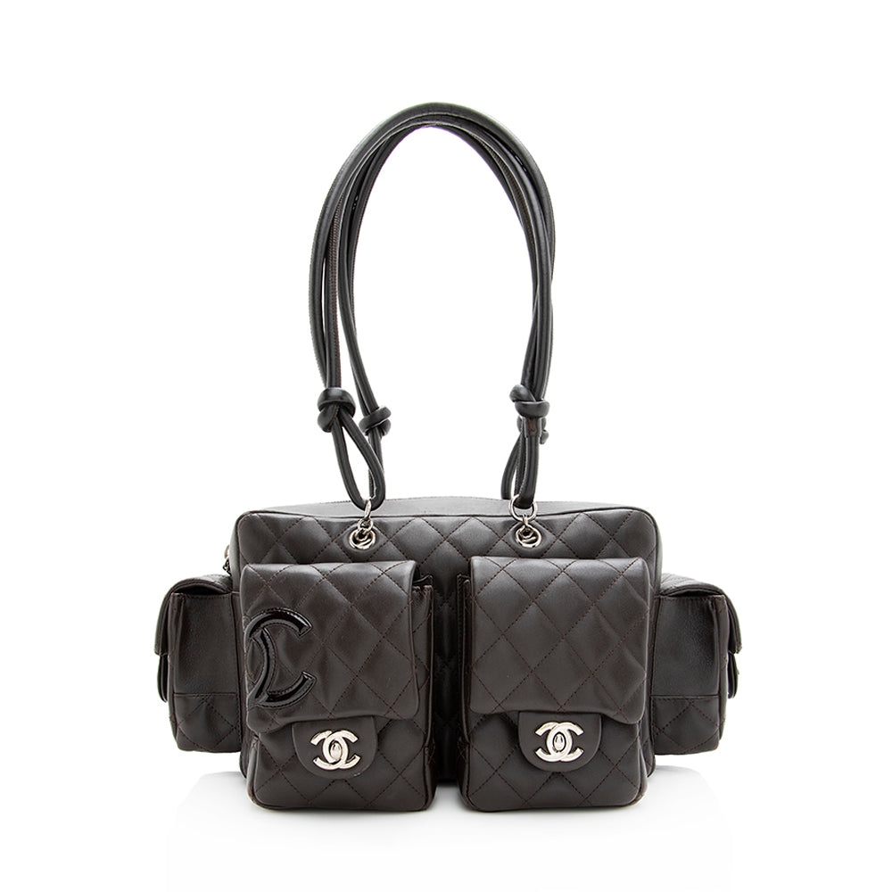 Chanel Lambskin Ligne Cambon Reporter Satchel SHF Satchel Bag