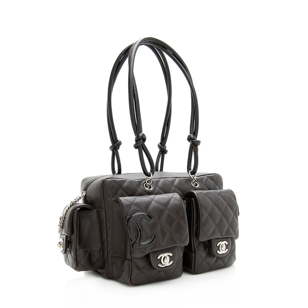 Chanel Lambskin Ligne Cambon Reporter Satchel SHF Satchel Bag