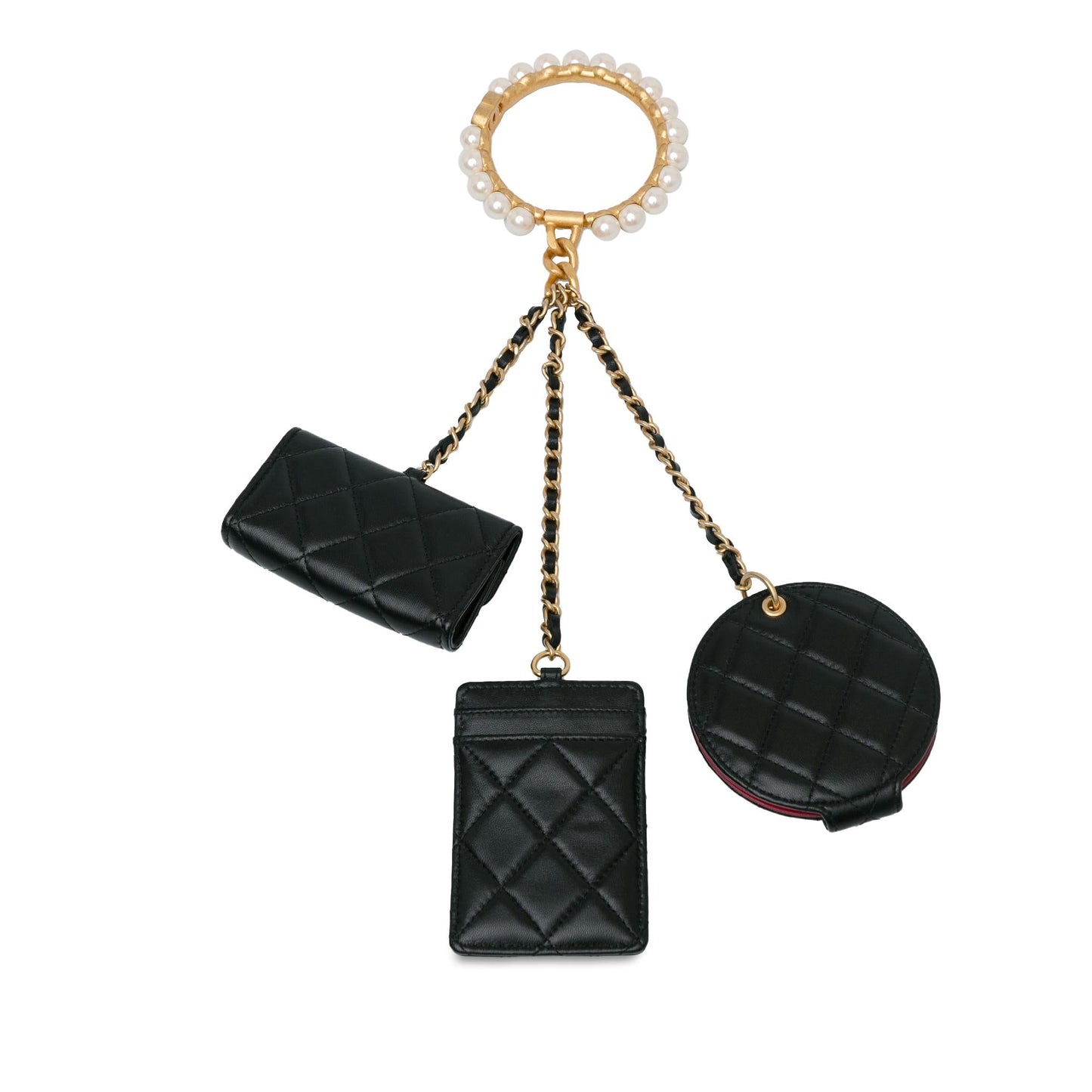 Chanel Lambskin Pearl Crown CC Wristlet Multi Handbag