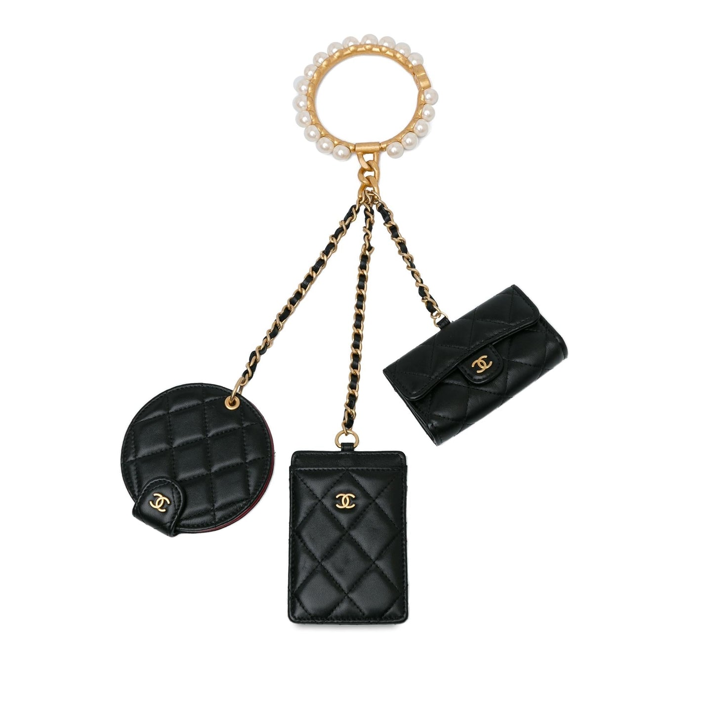Chanel Lambskin Pearl Crown CC Wristlet Multi Handbag