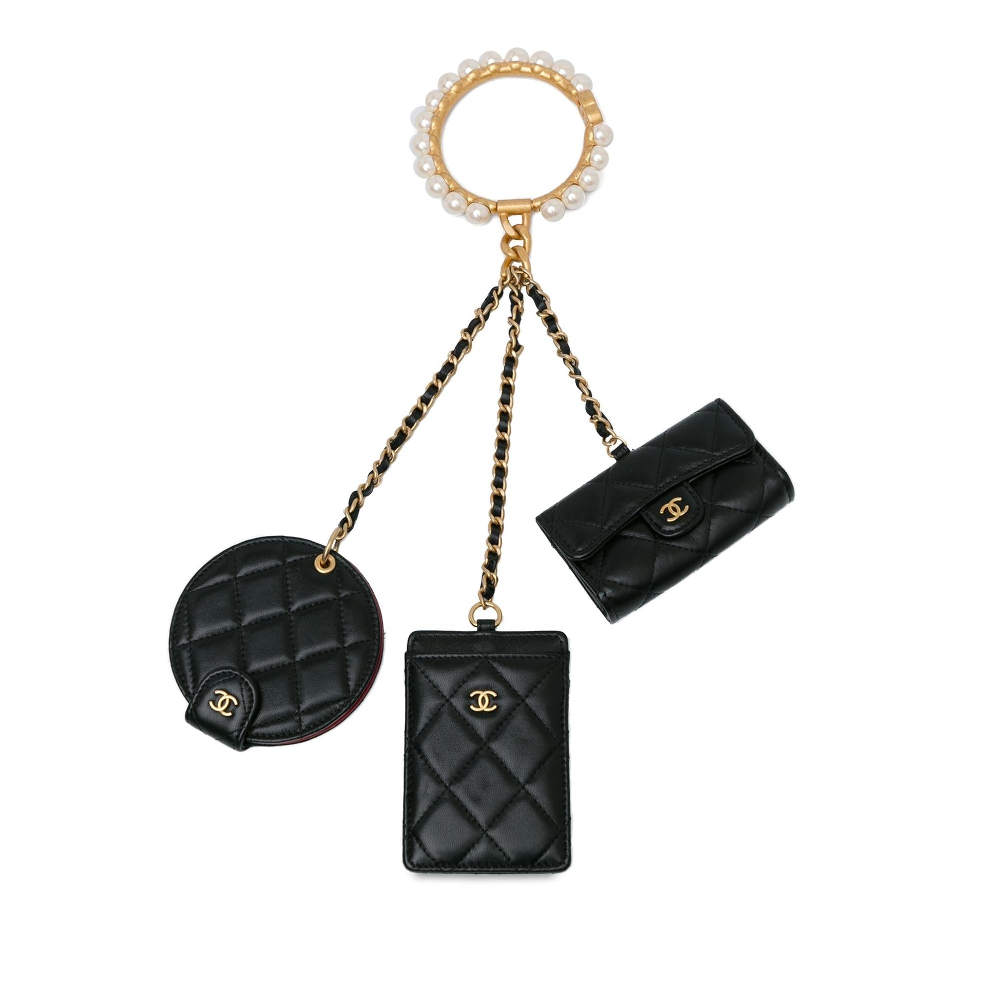 Chanel Lambskin Pearl Crown CC Wristlet Multi Handbag