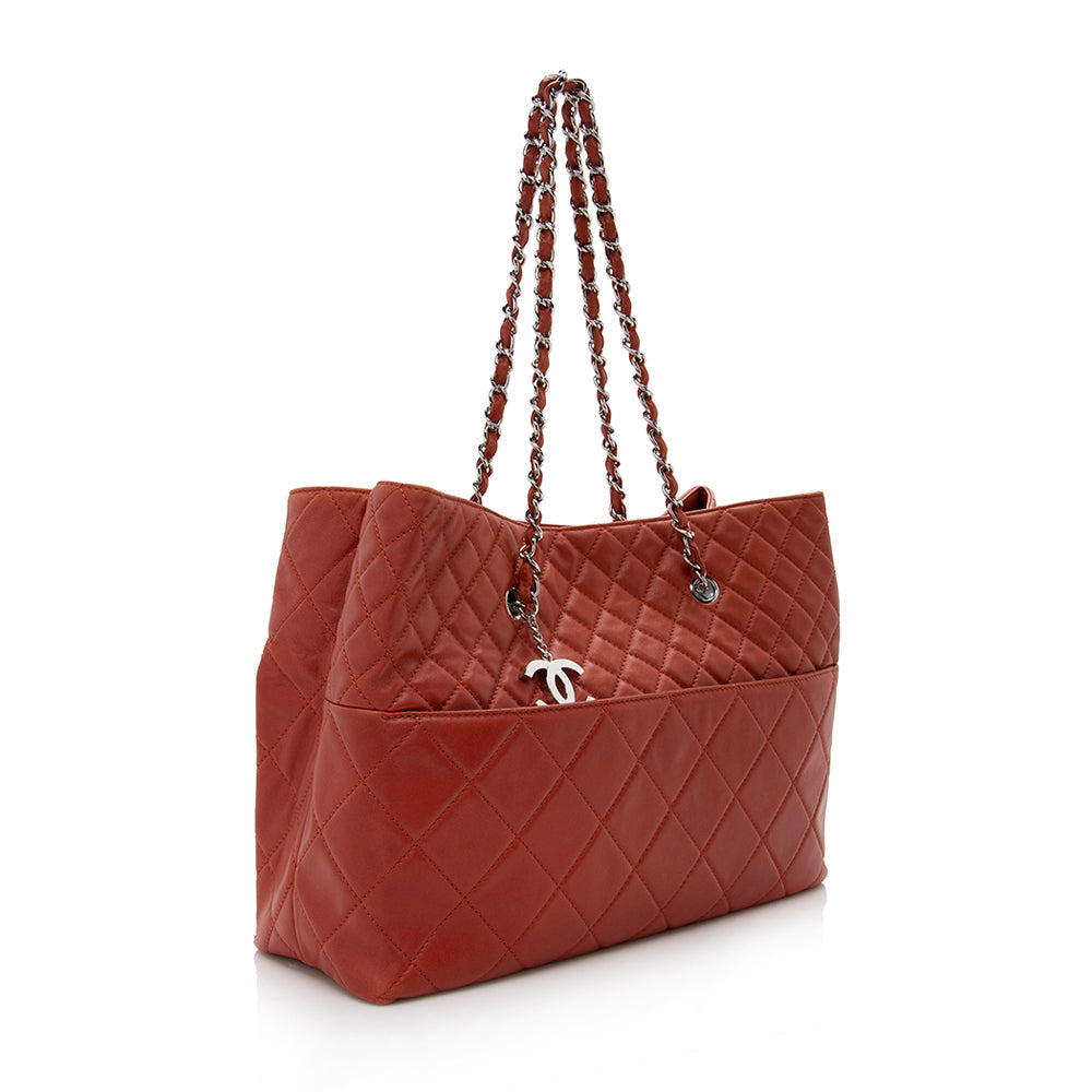 Chanel Lambskin Pocket Shopper SHF Tote Bag