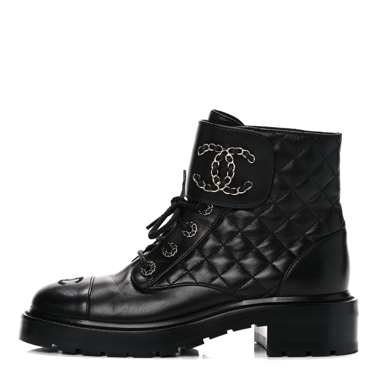 Chanel Quilted Lambskin Combat Boots