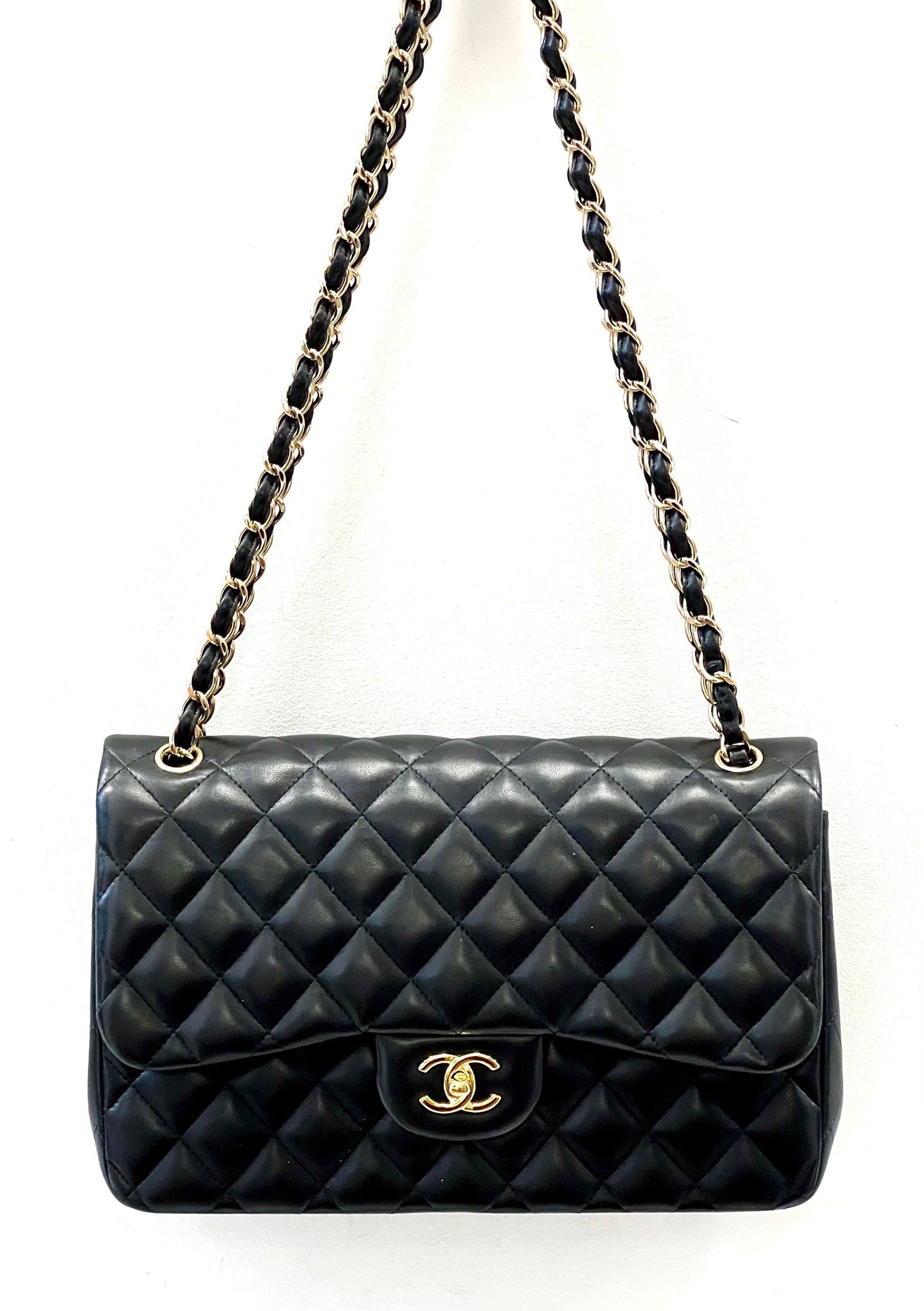 Chanel QUILTED LAMBSKIN DOUBLE FLAP JUMBO Handbag