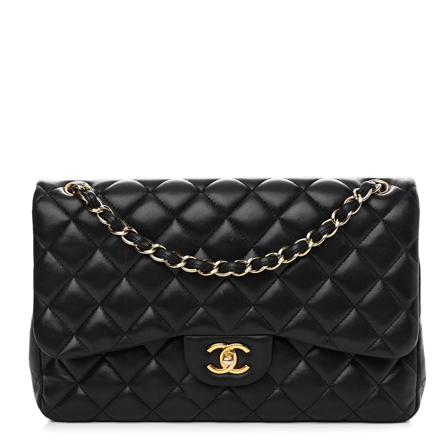 Chanel QUILTED LAMBSKIN DOUBLE FLAP JUMBO Handbag