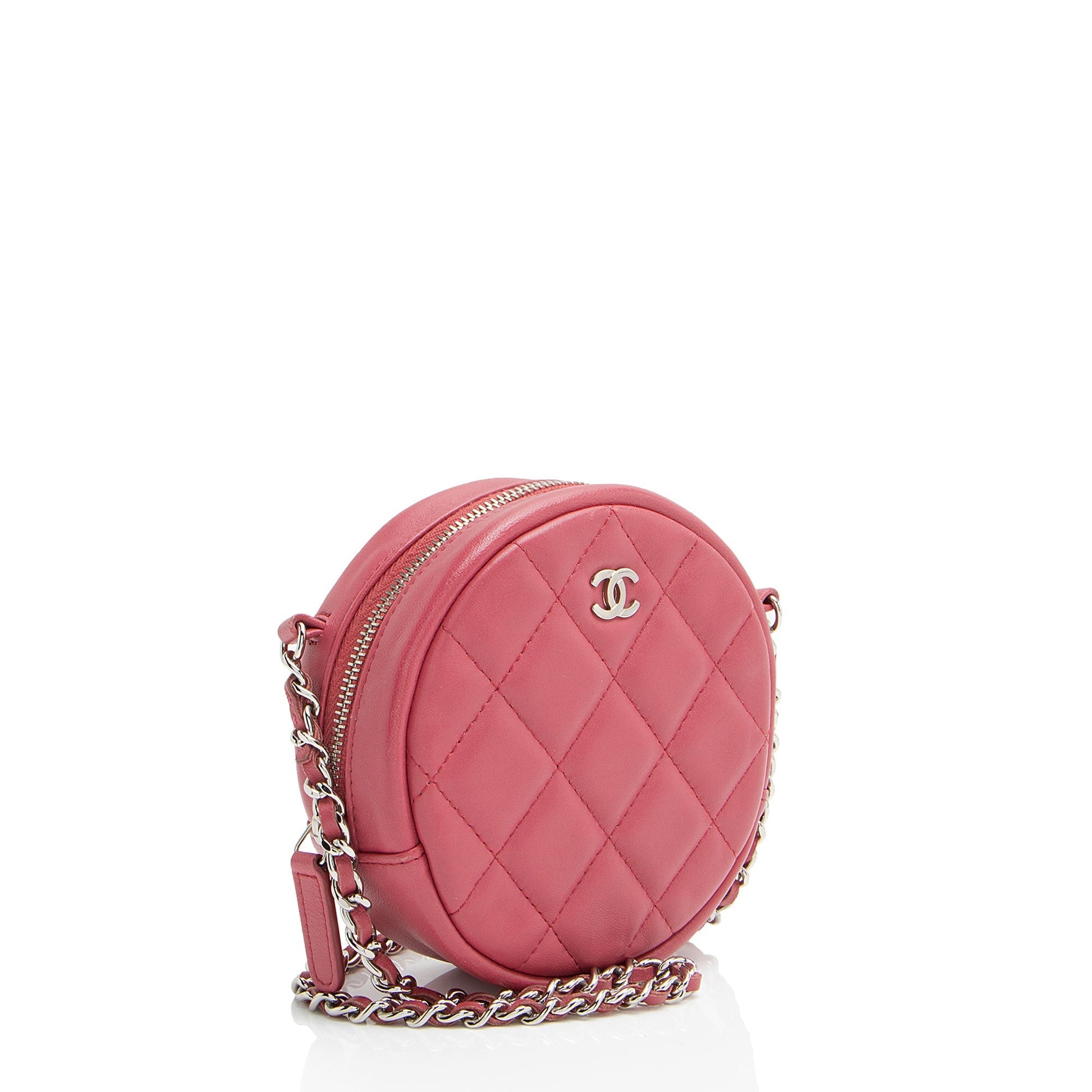 Chanel Lambskin Round Clutch Bag