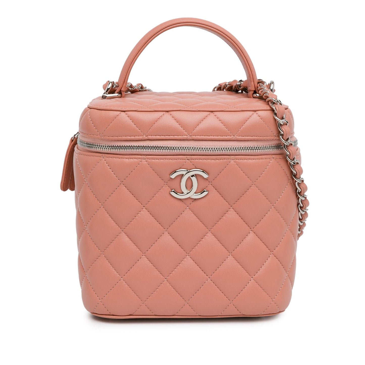 Chanel Lambskin Top Handle Vanity Case with (SHG-hn Denim Mini Jewelry