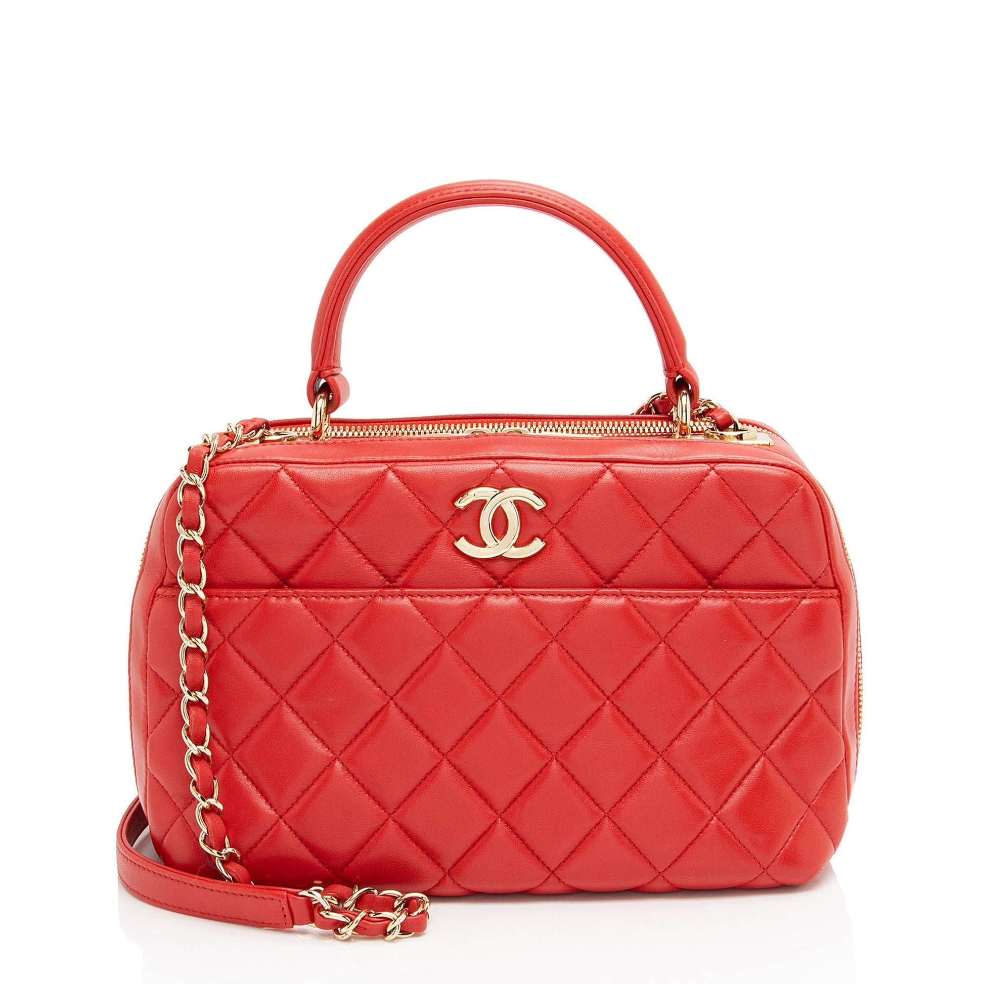 Chanel Lambskin Trendy CC Bowling Satchel Small Satchel Bag